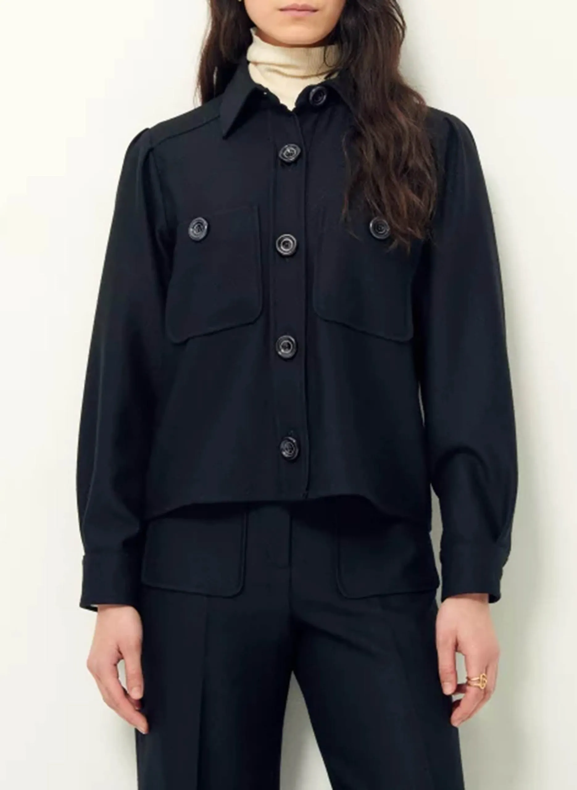 Chemise col classique droite Noir THEODORE