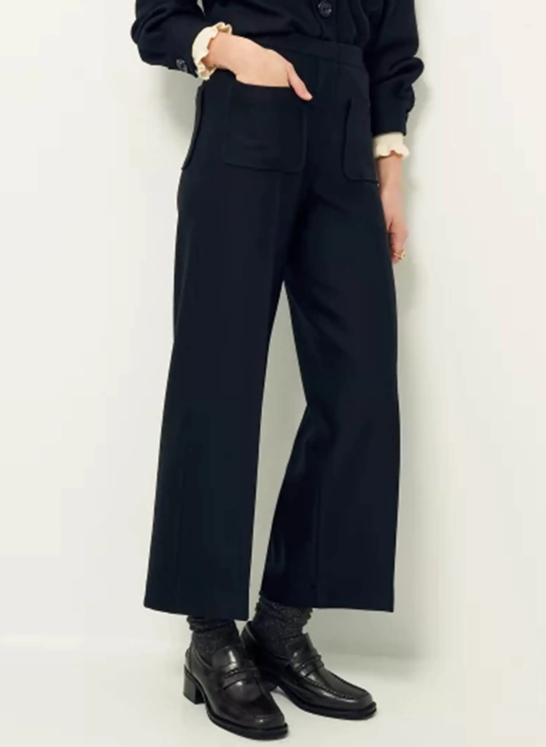 Pantalon droit à plis marqués Noir ALBERWOOL