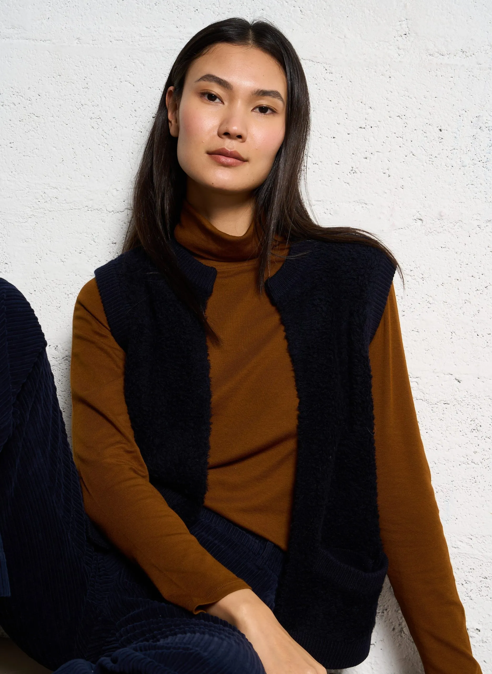 Veste droite en laine mélangée Bleu CLARENCE