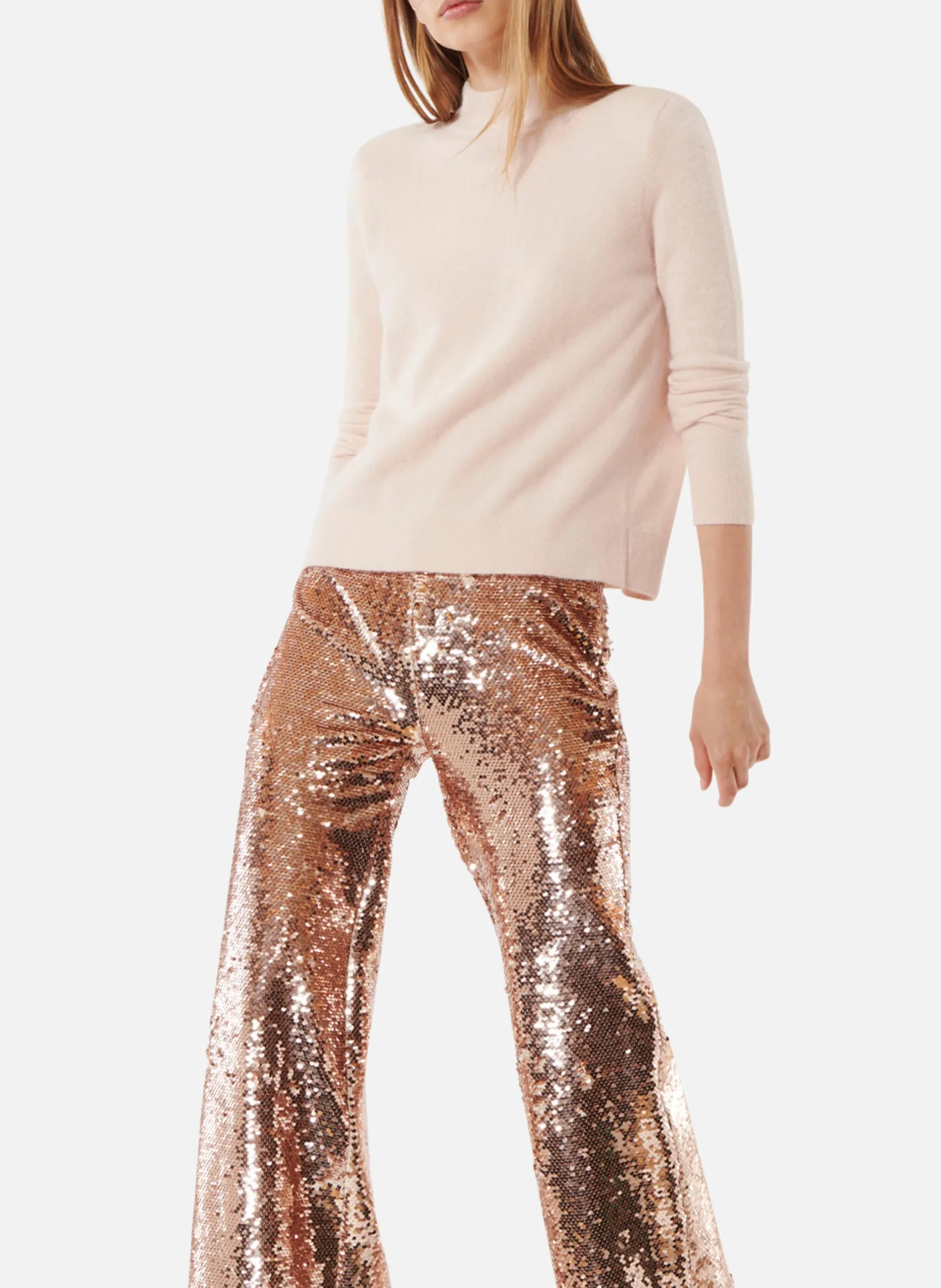 Pull col rond en laine mélangée Beige ROSSINI