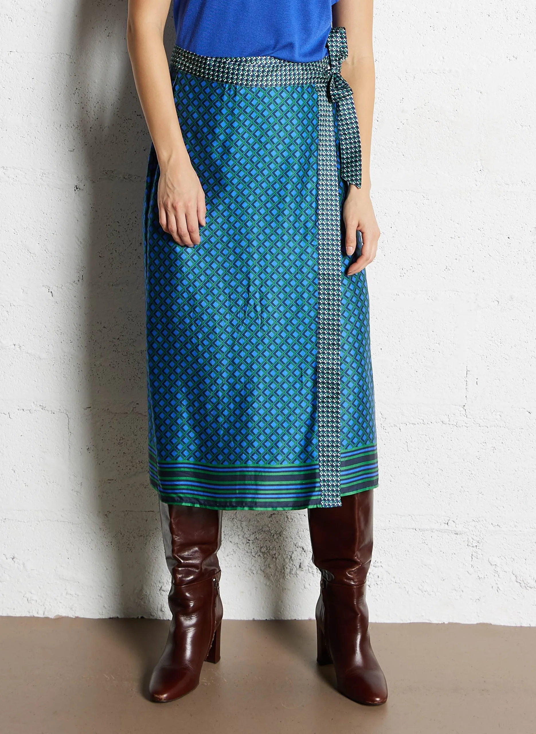 Jupe midi imprimée Vert JUDY