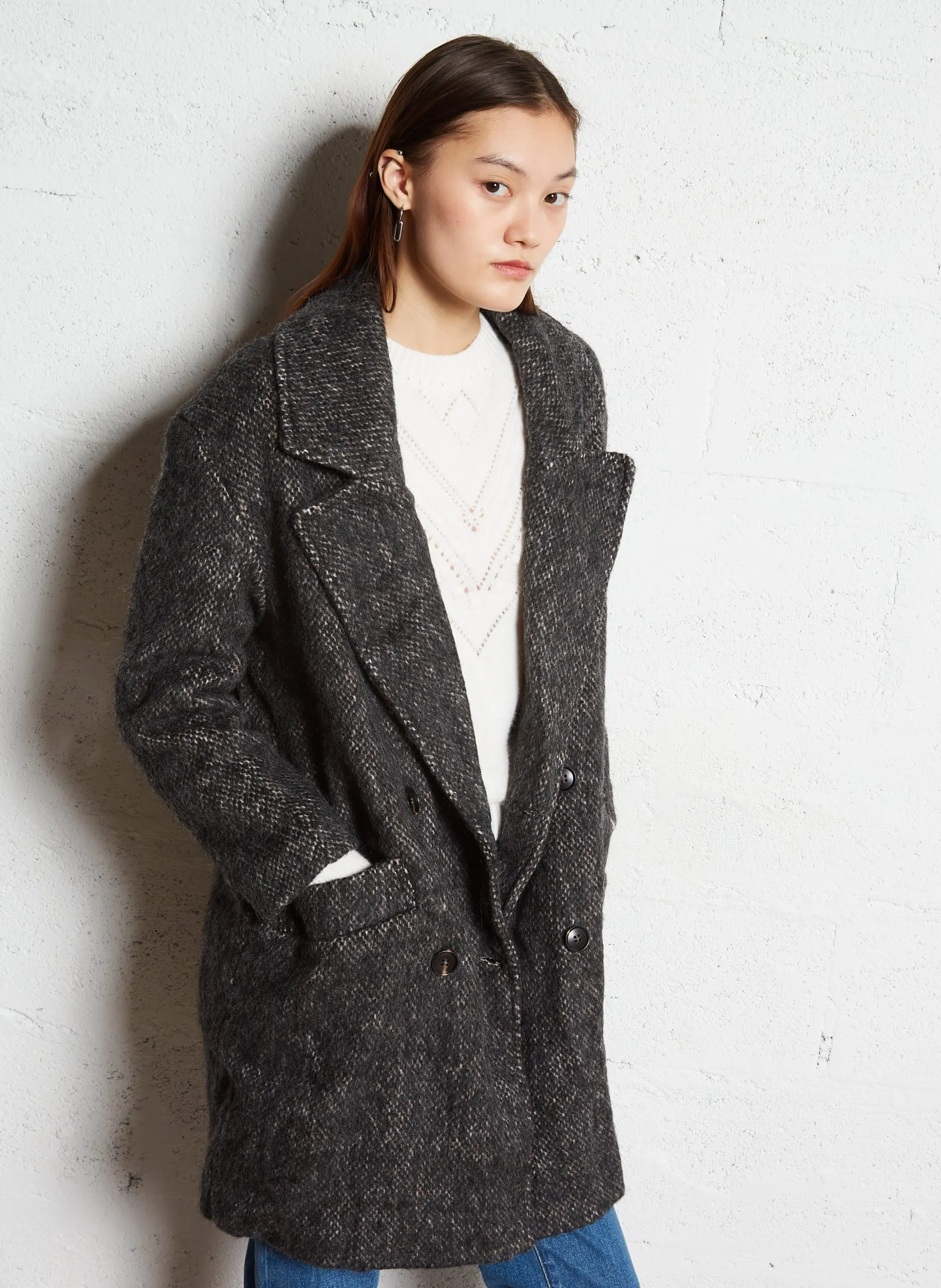 Manteau col tailleur Gris NAELIS