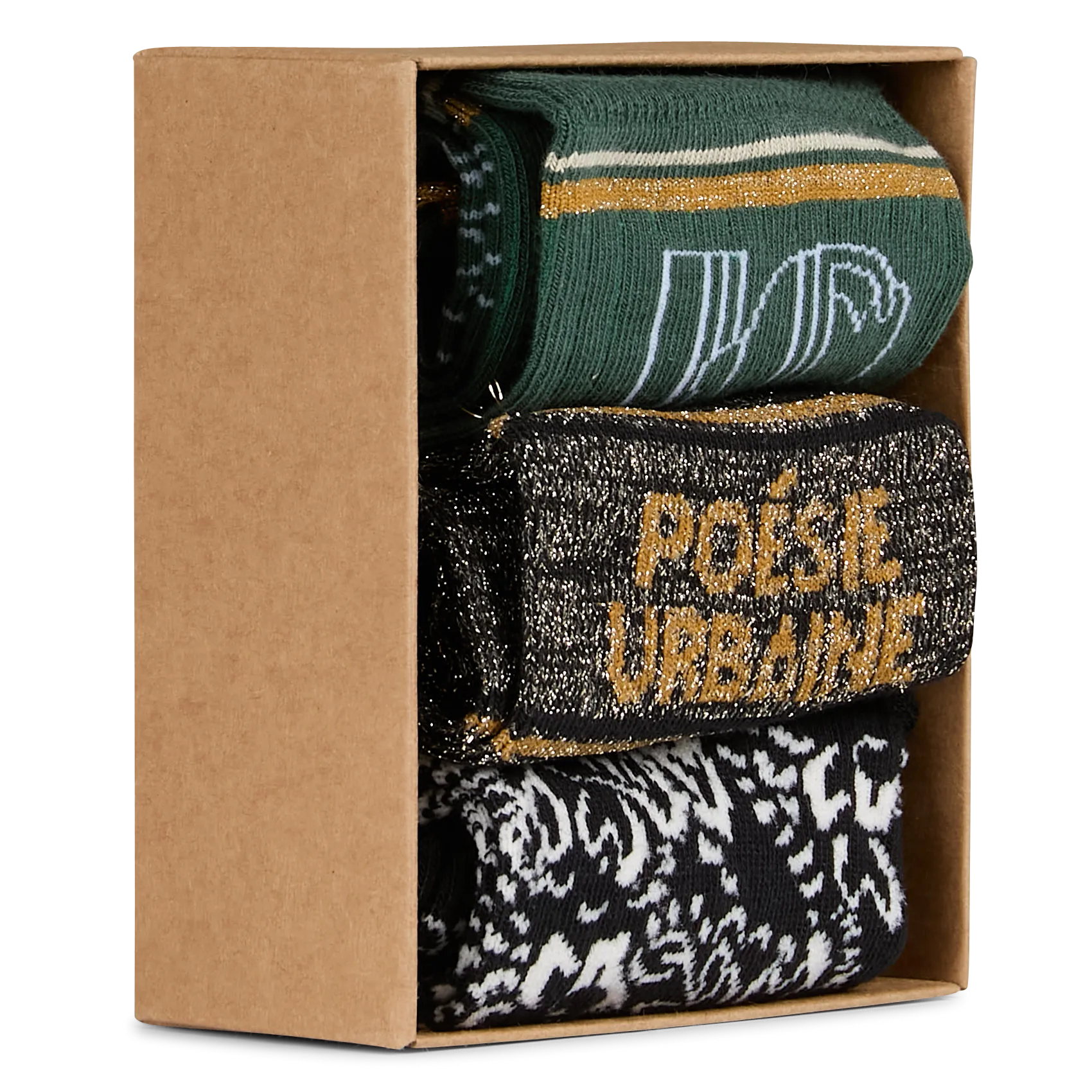 Lot de trois paires de chaussettes en coton mélangé Vert