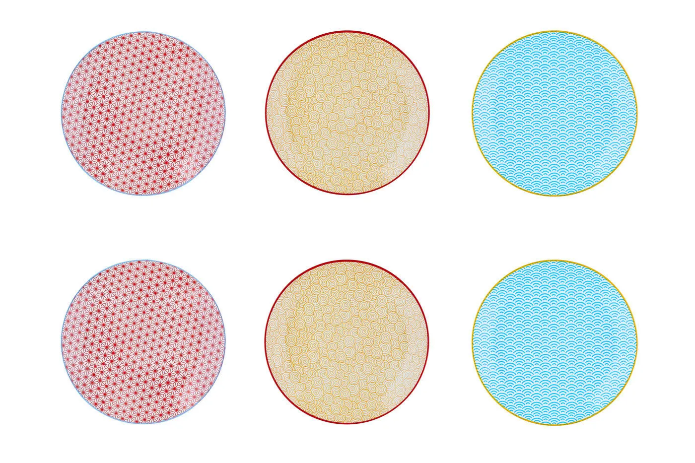 Assiette pattern ø21cm - 6 pièces - pastel Bleu