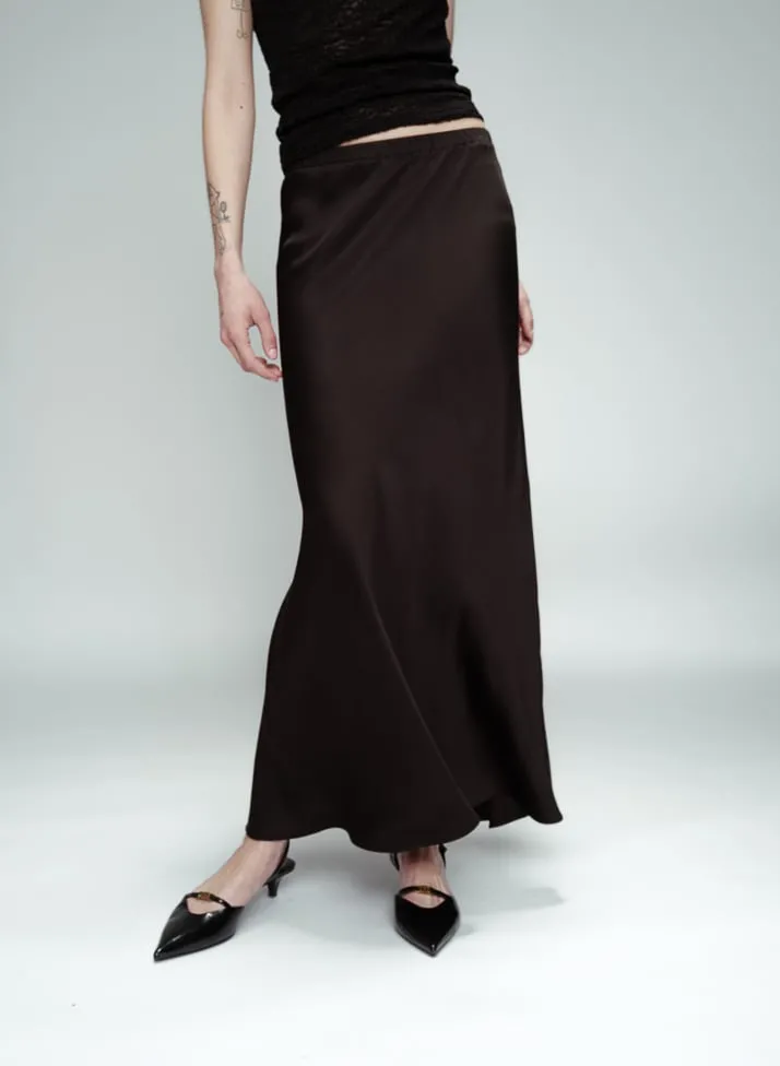 Jupe longue satinée Noir ORIENT