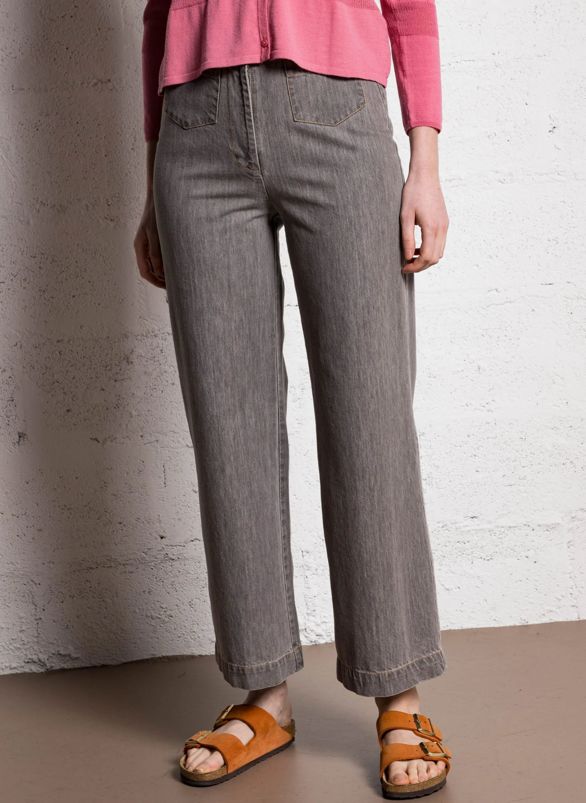 Jean large en coton Vert