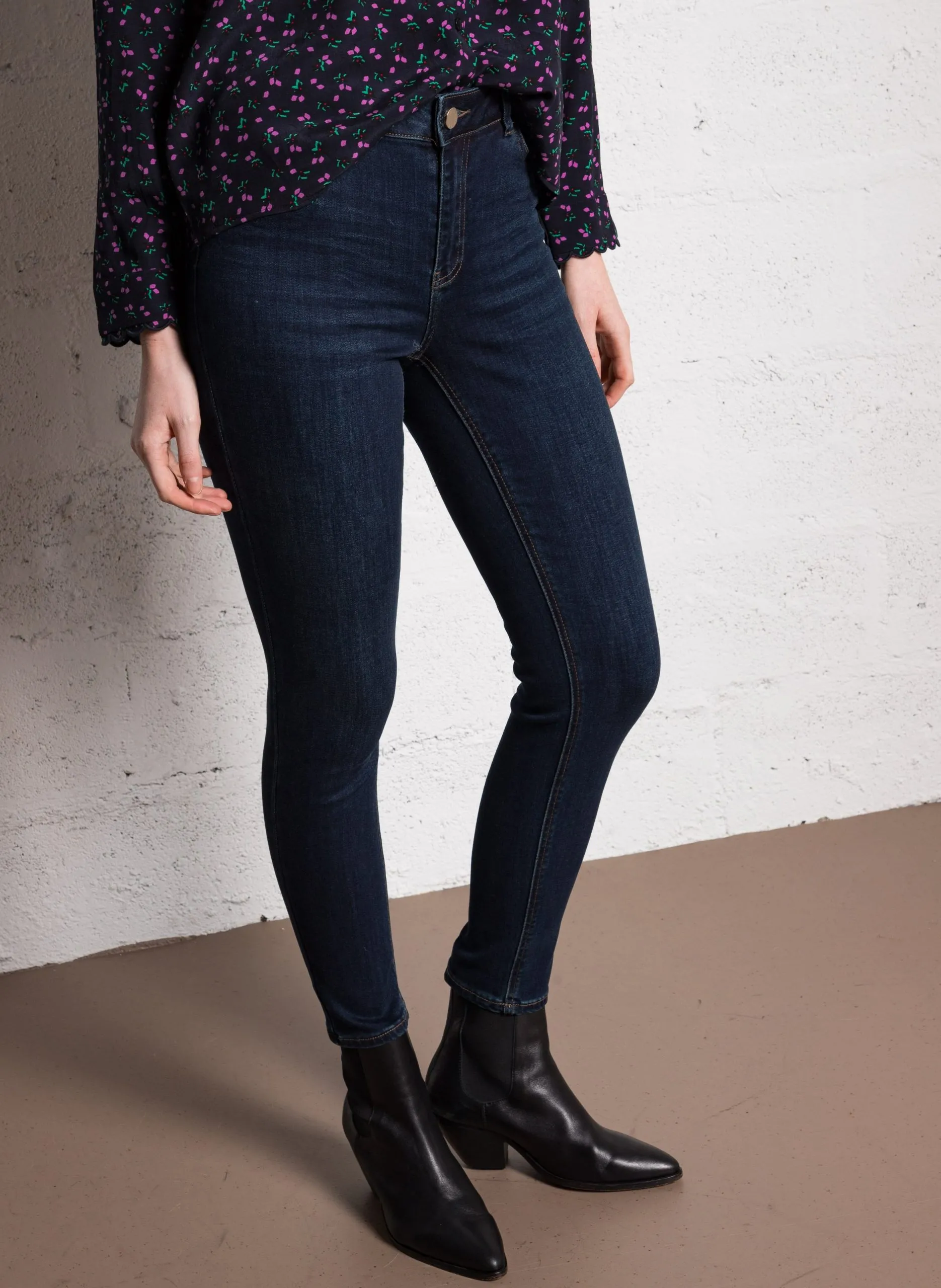 Jean slim en coton mélangé Bleu SUZY