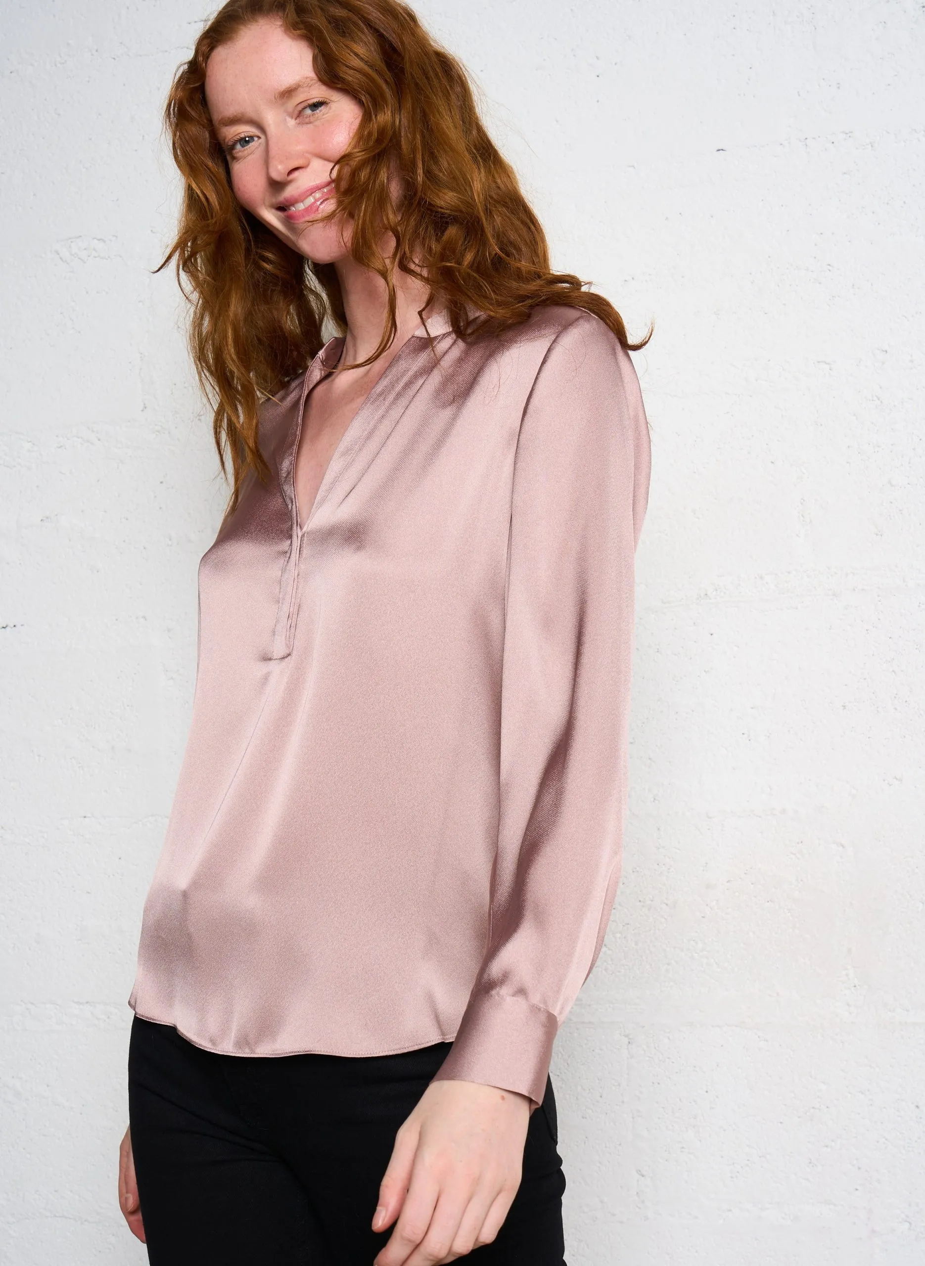 Blouse à col tunisien Rose MARIE