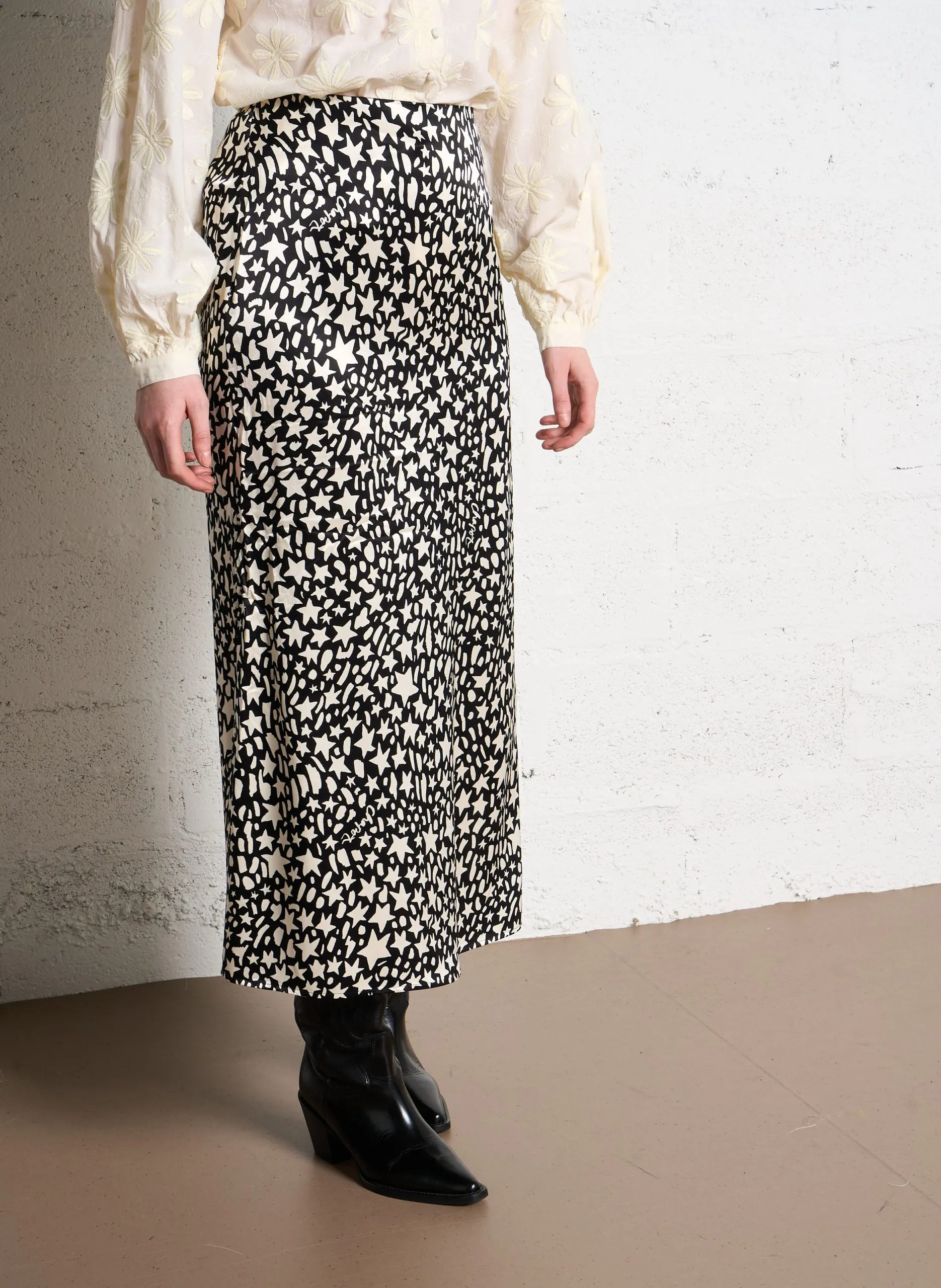 Jupe longue droite imprimée Multicolore LAURIE