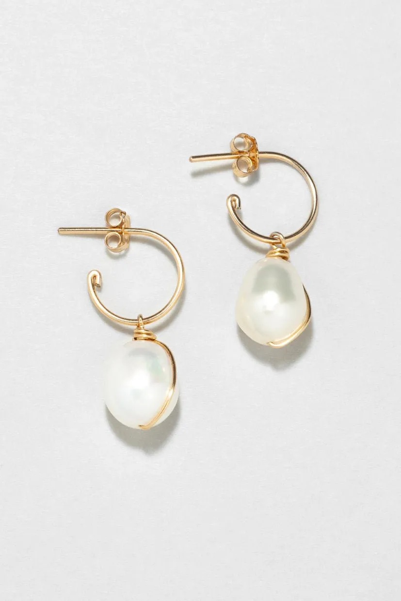 Moyennes créoles - or grande perle de culture Blanc STELLA