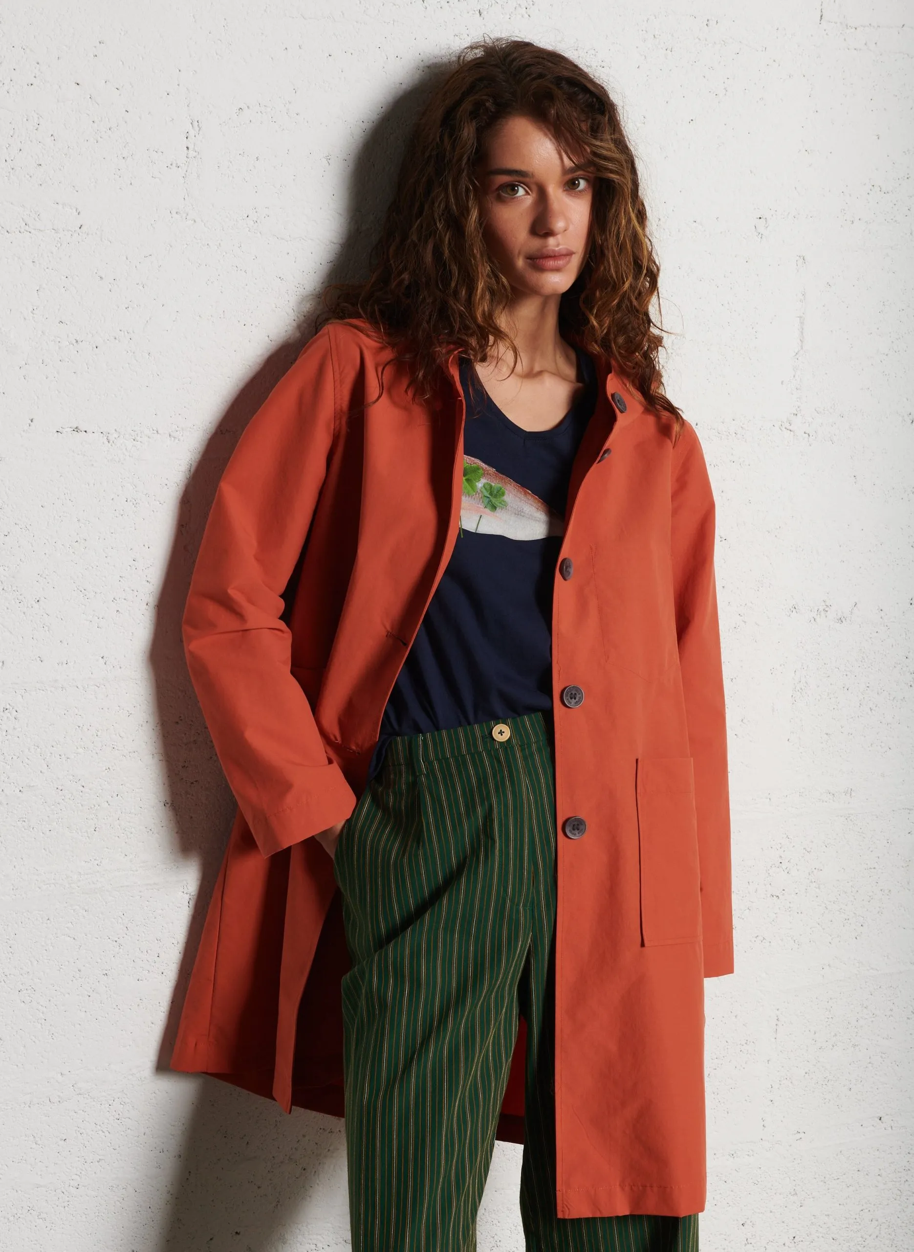 Trench à capuche Orange