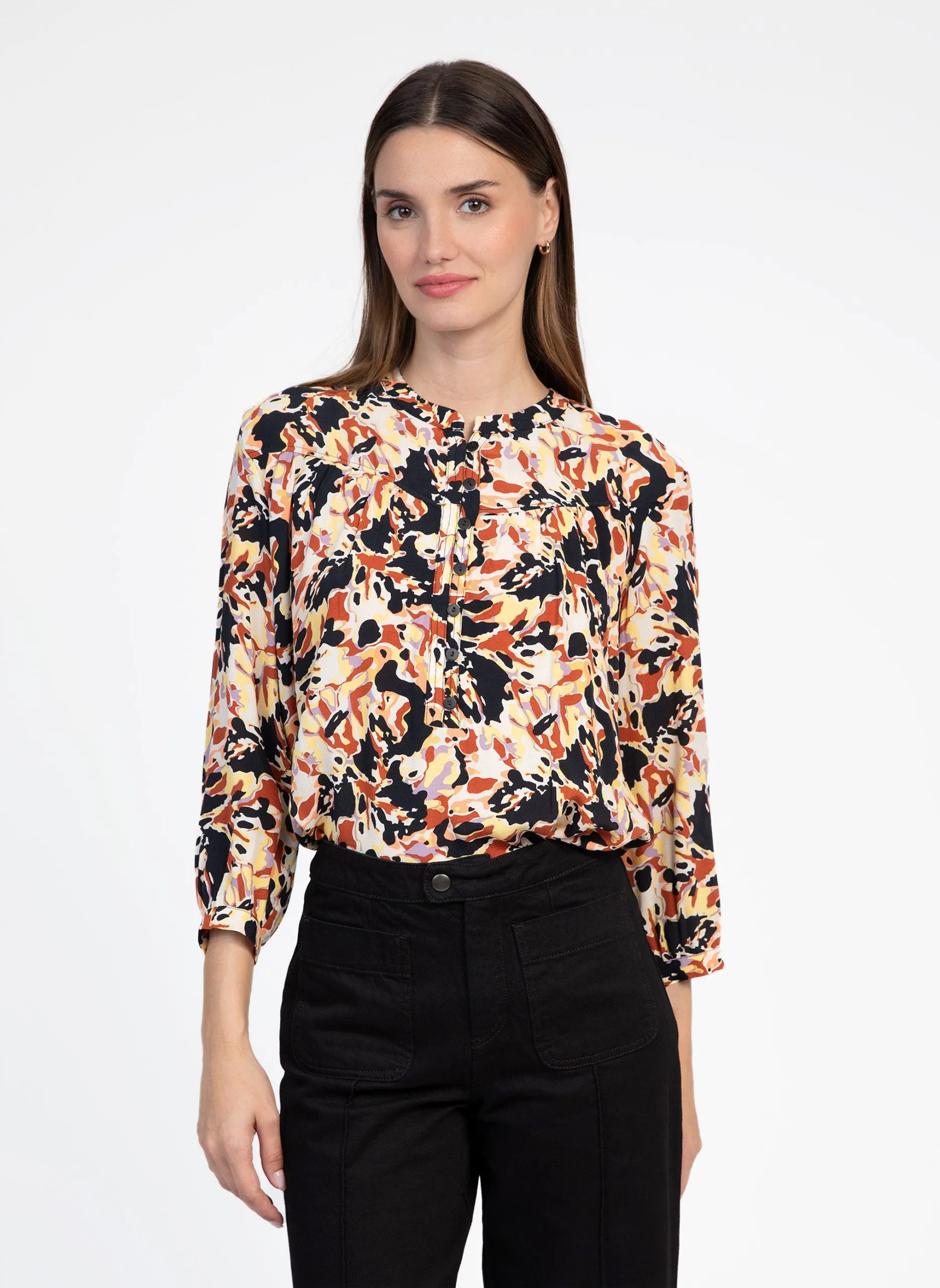 Blouse col rond imprimée Multicolore KOTIE