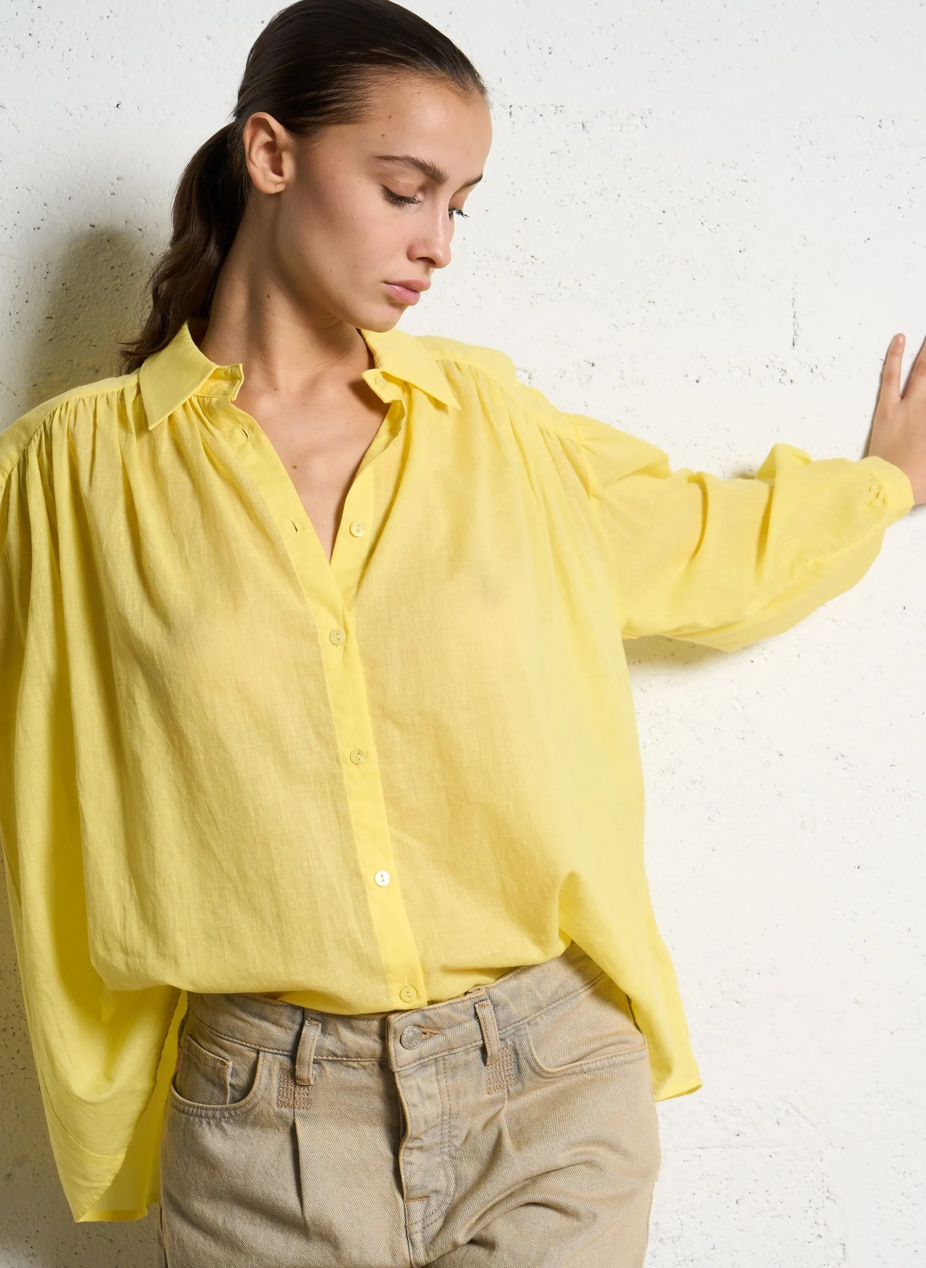 Chemise ample en coton bio Jaune LOCA