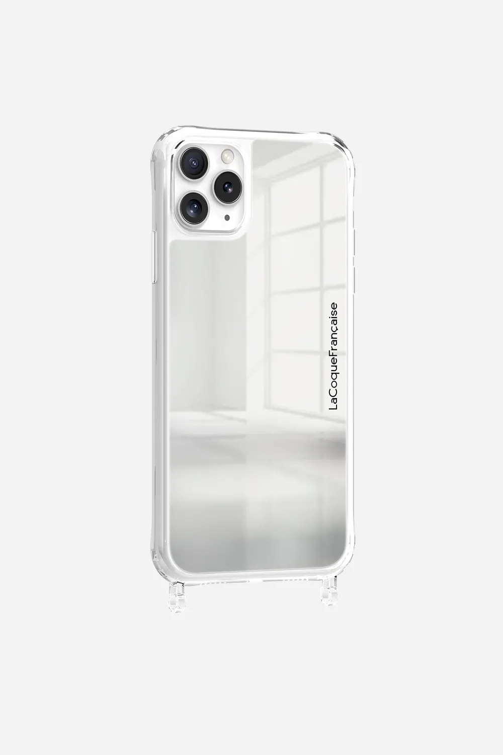 Coque de téléphone miroir avec anneaux pour iphone 11 pro Argent