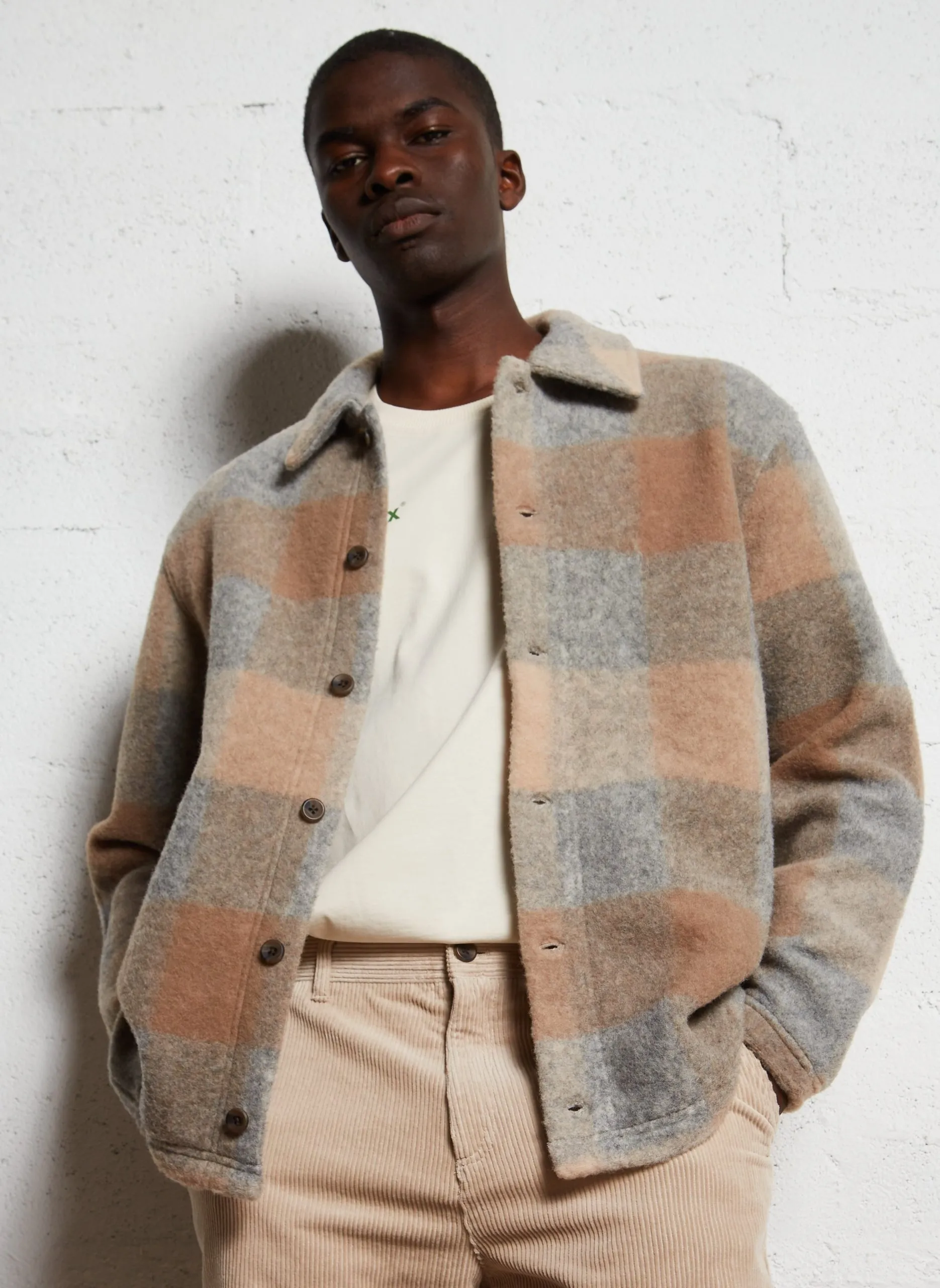 Surchemise ample à carreaux Beige JERMAINE