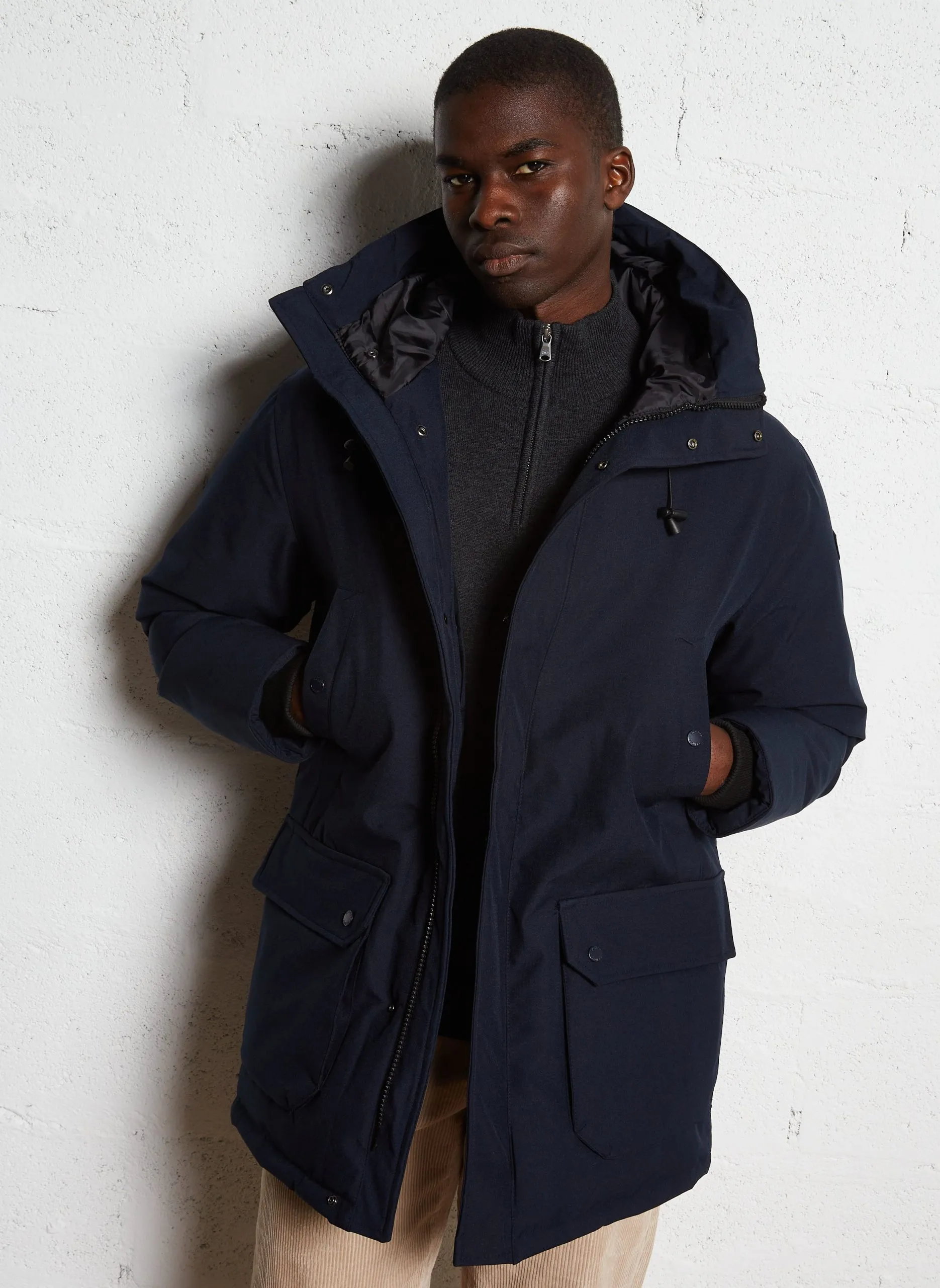 Parka à capuche Bleu