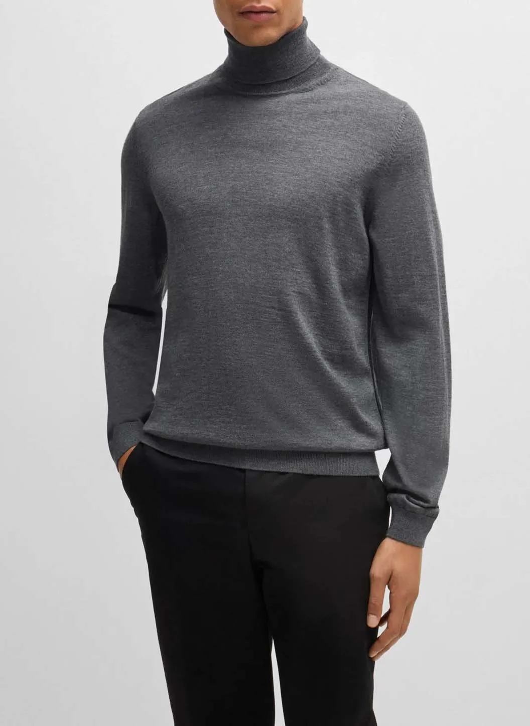 Col roulé slim-fit en laine vierge Argent