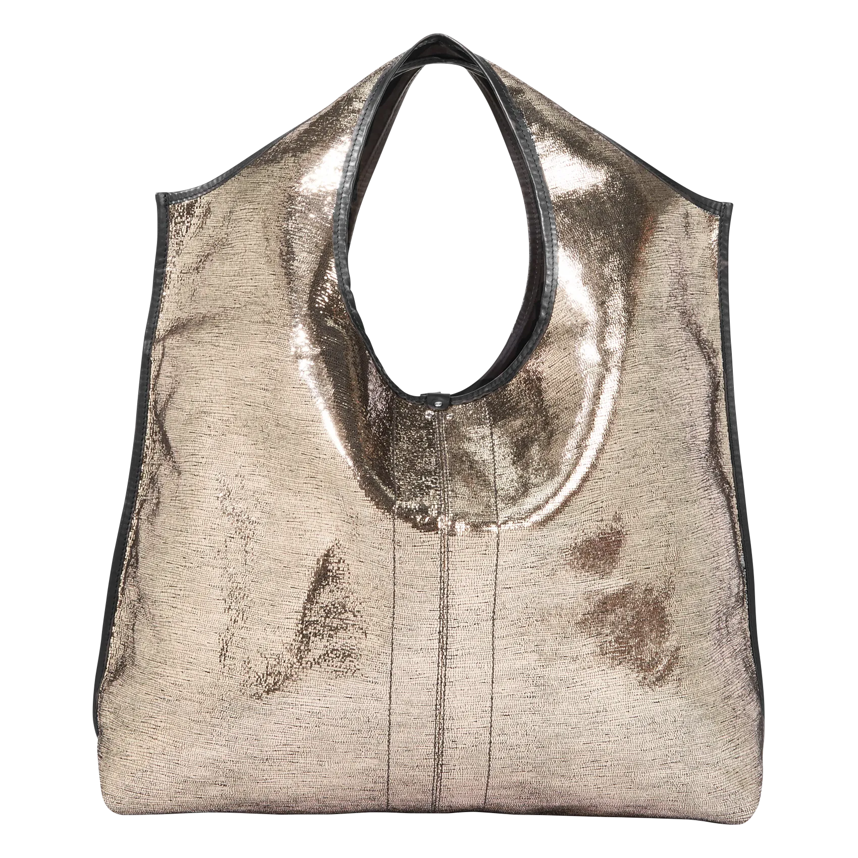 Cabas en cuir métallisé Doré PACO