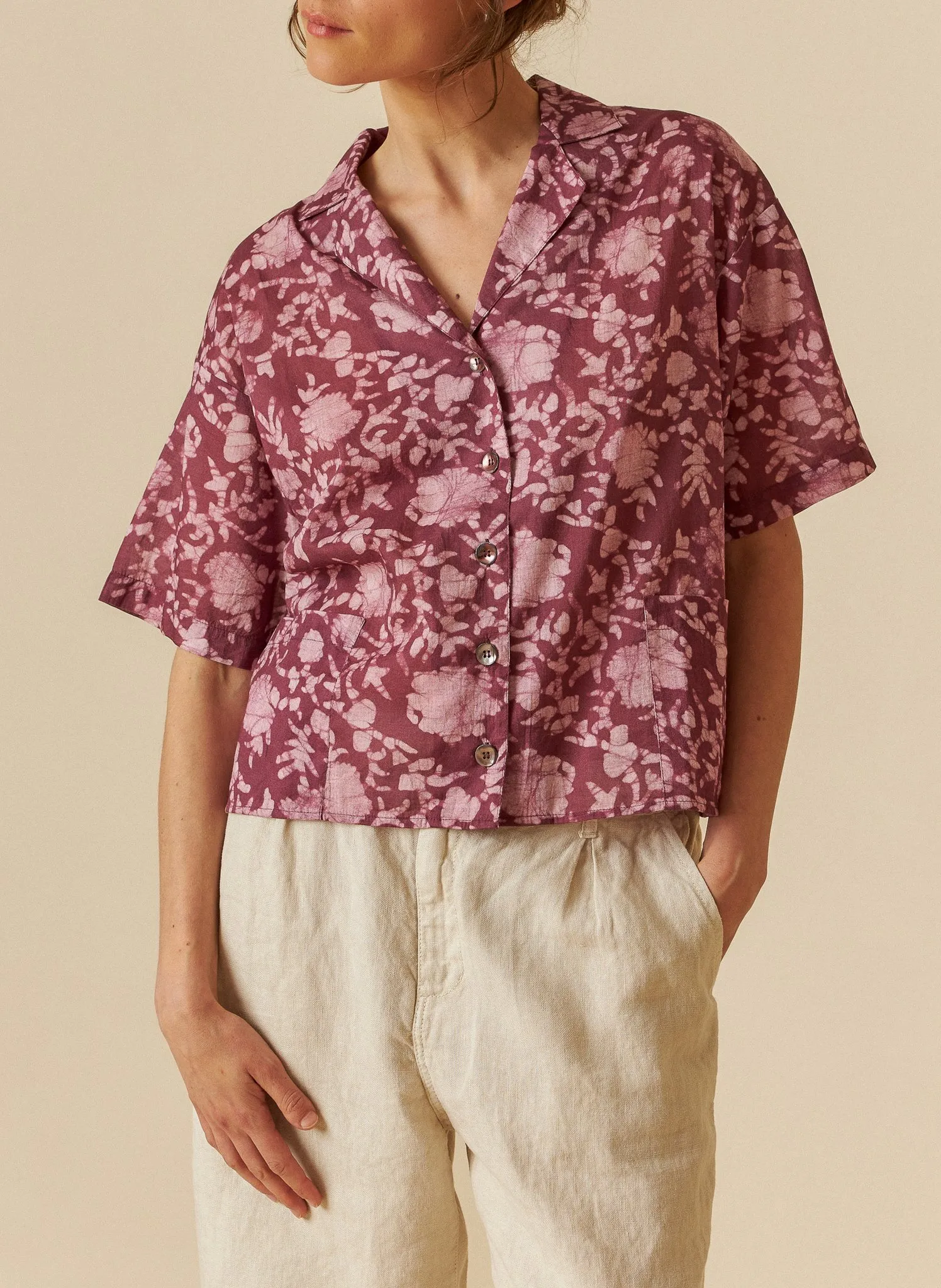 Chemise col classique en coton bio Violet