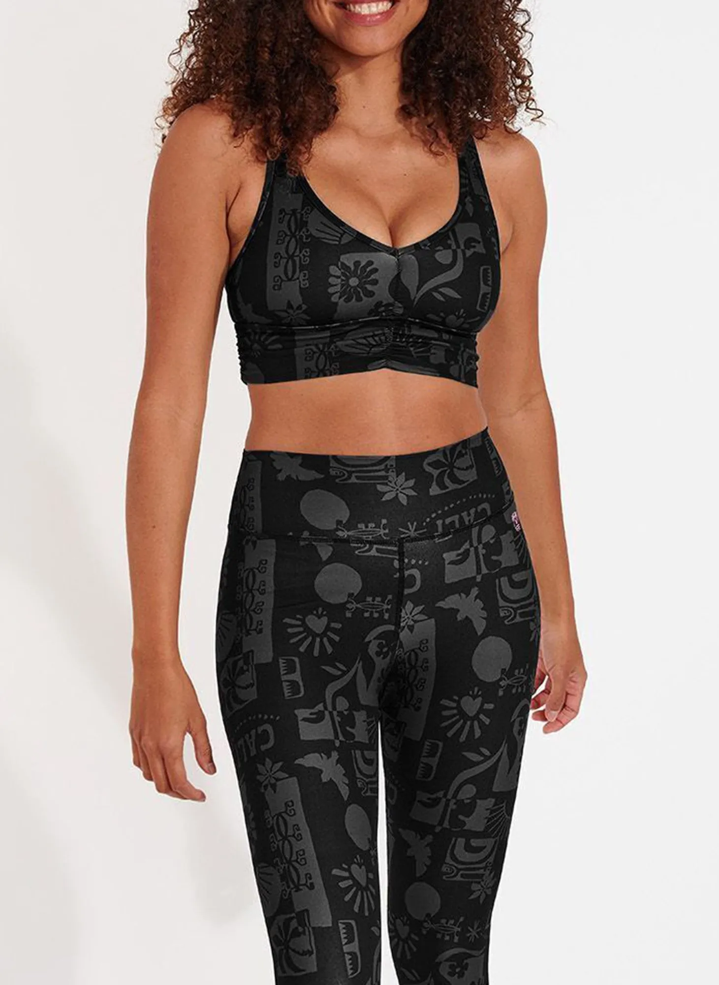 Brassière de sport imprimée Noir FLOW WELLZEN