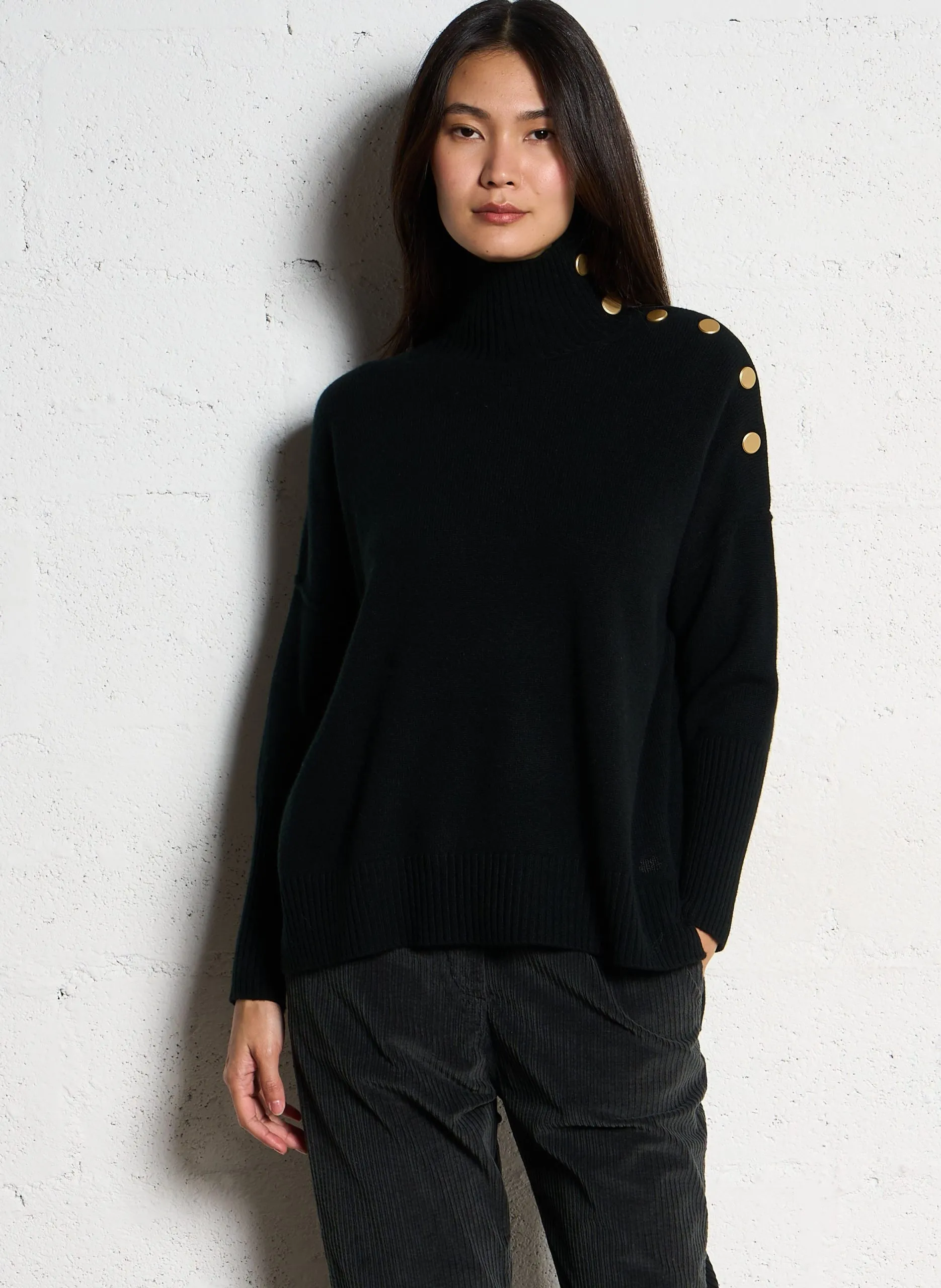 Pull à col montant en cachemire Noir PINKO