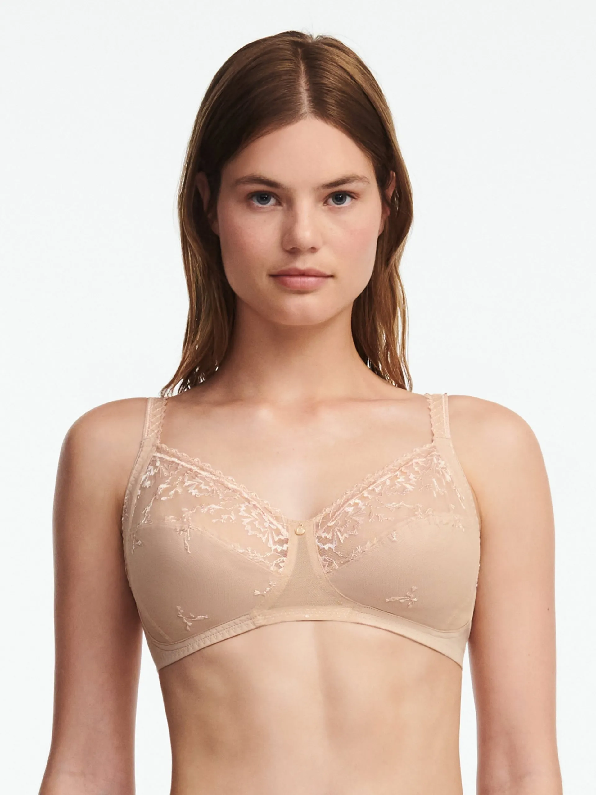 Soutien-gorge sans armature maintien broderie florale Beige EVERY CURVE