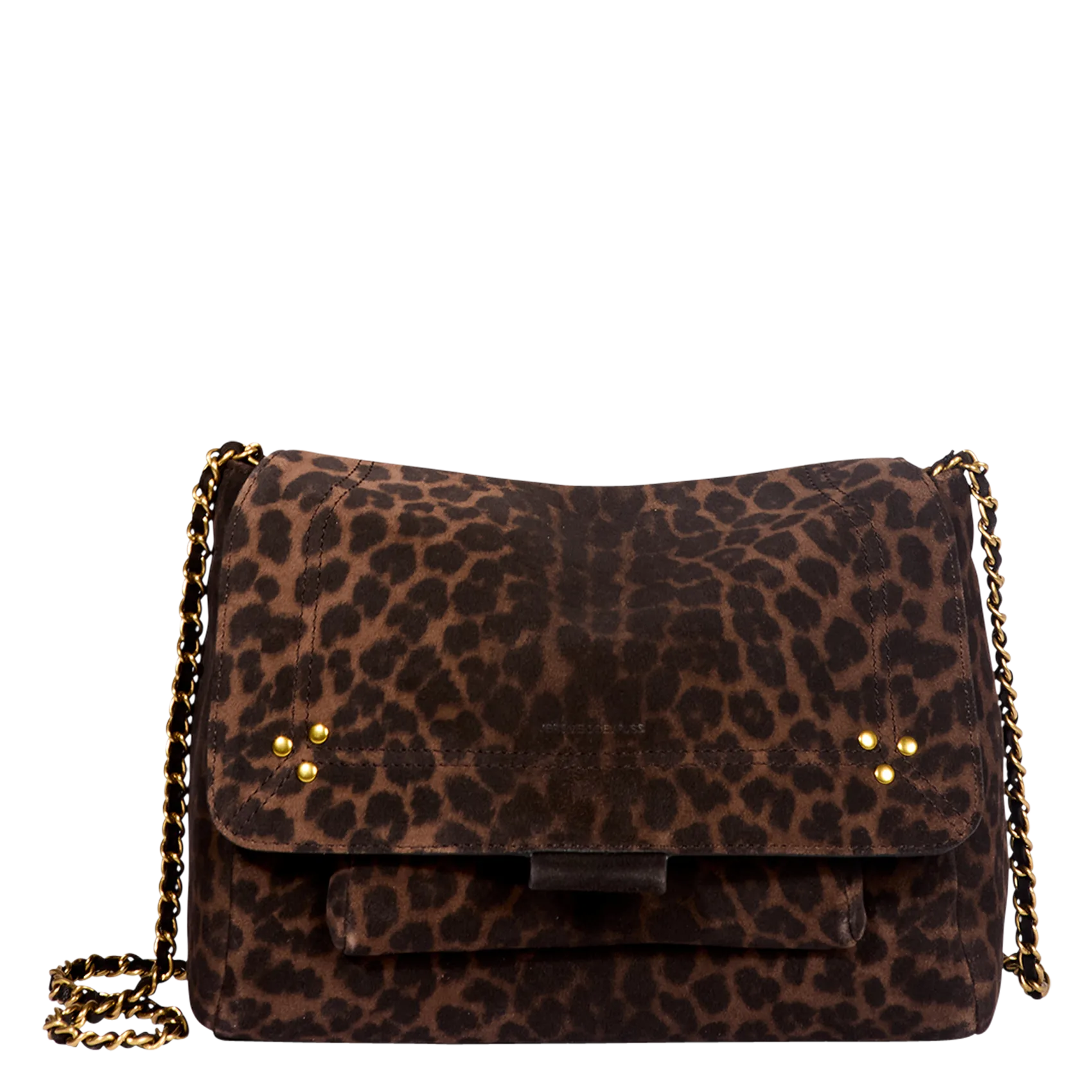 Sac bandoulière léopard en cuir Marron LULU M