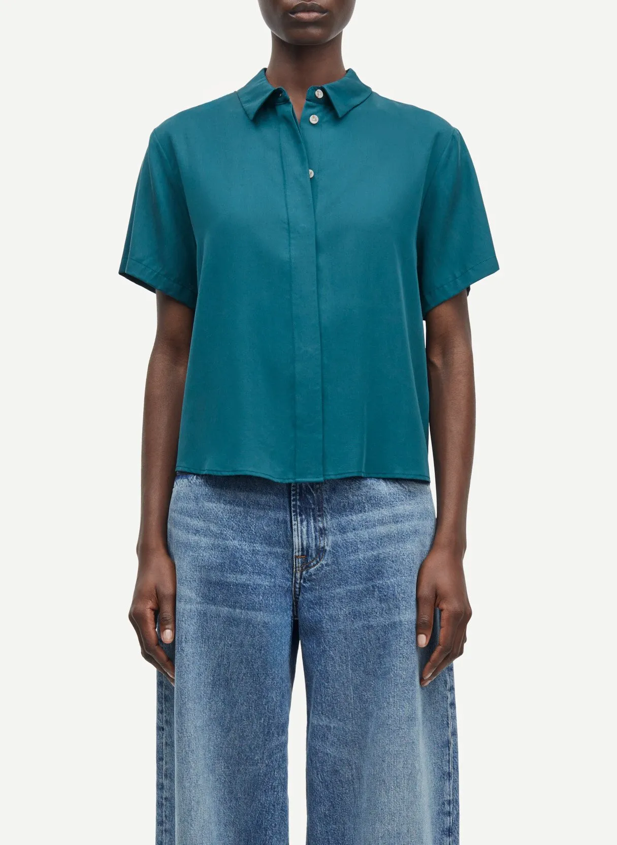 Chemise droite col classique Bleu MINA