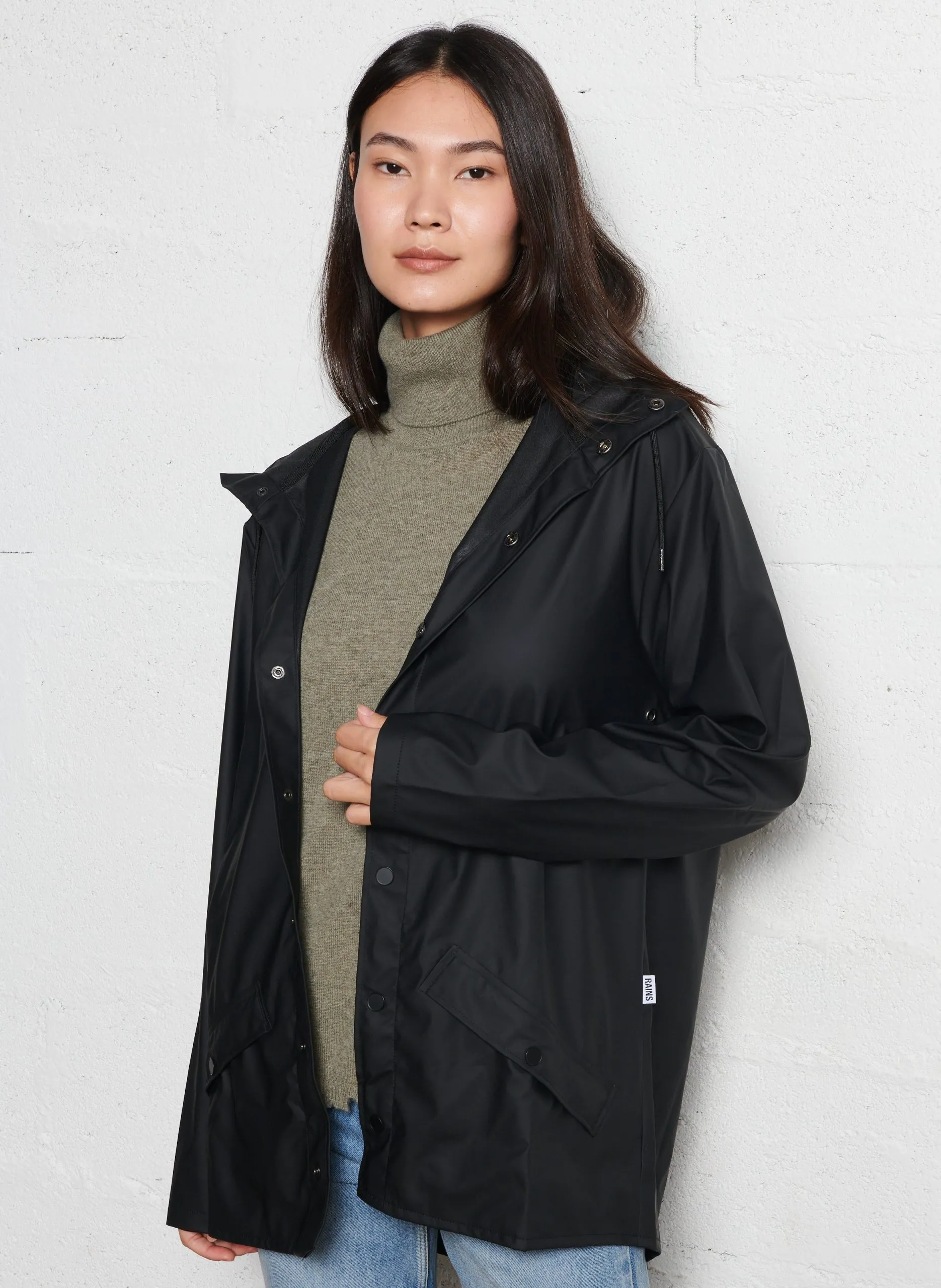 Coupe-vent imperméable à capuche Noir