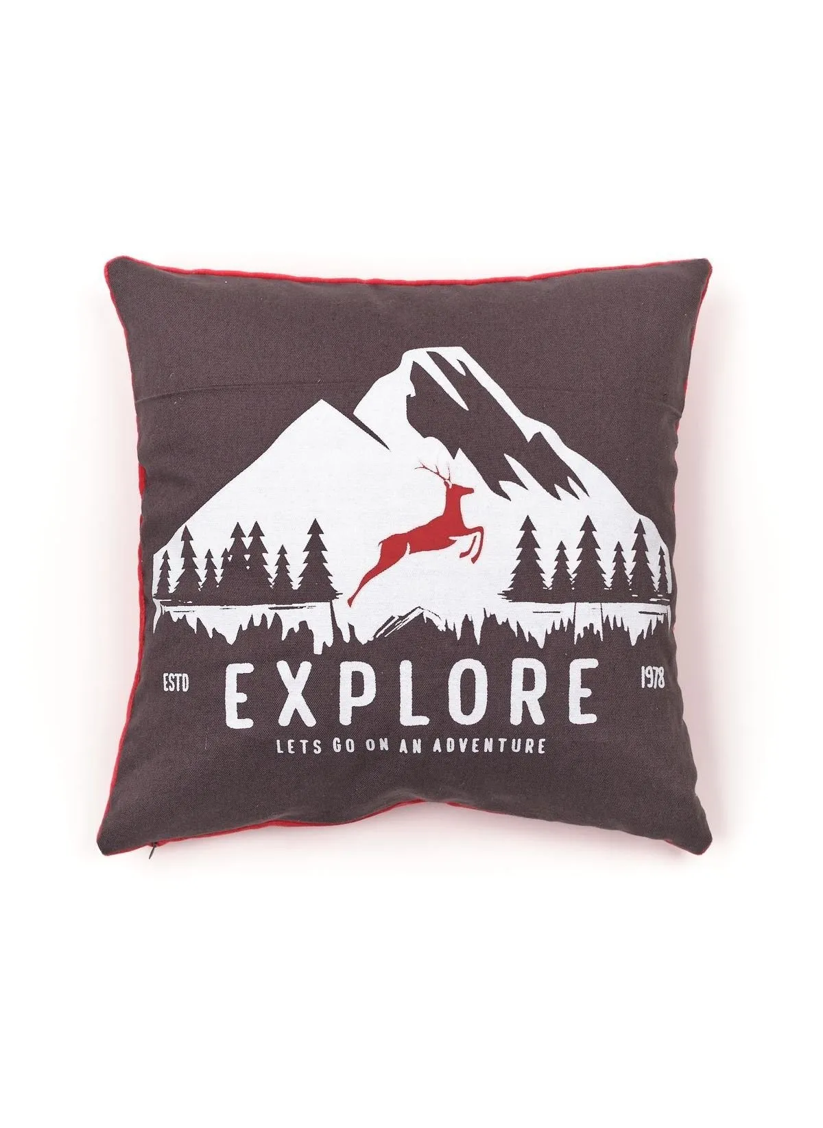 Coussin imprimé carré en coton Gris MOUNTAIN