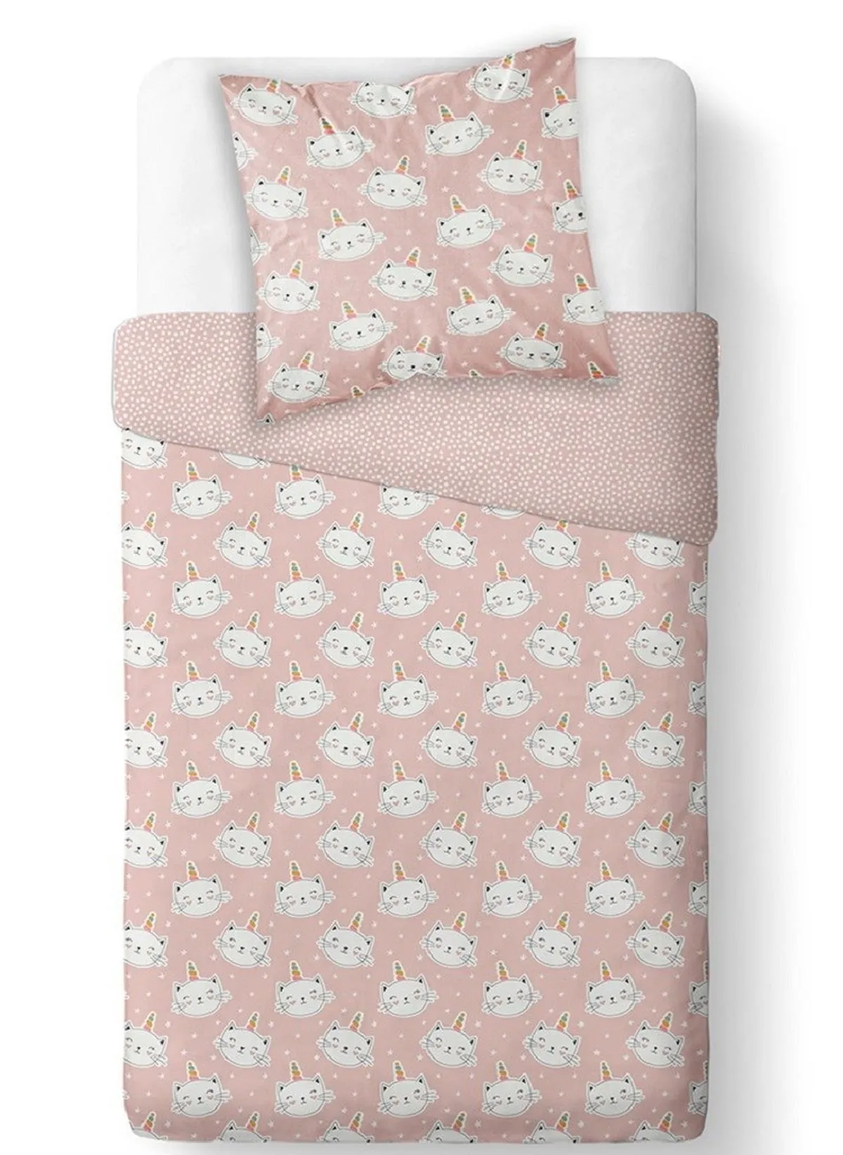 Parure de lit imprimé en coton Rose HAPPY