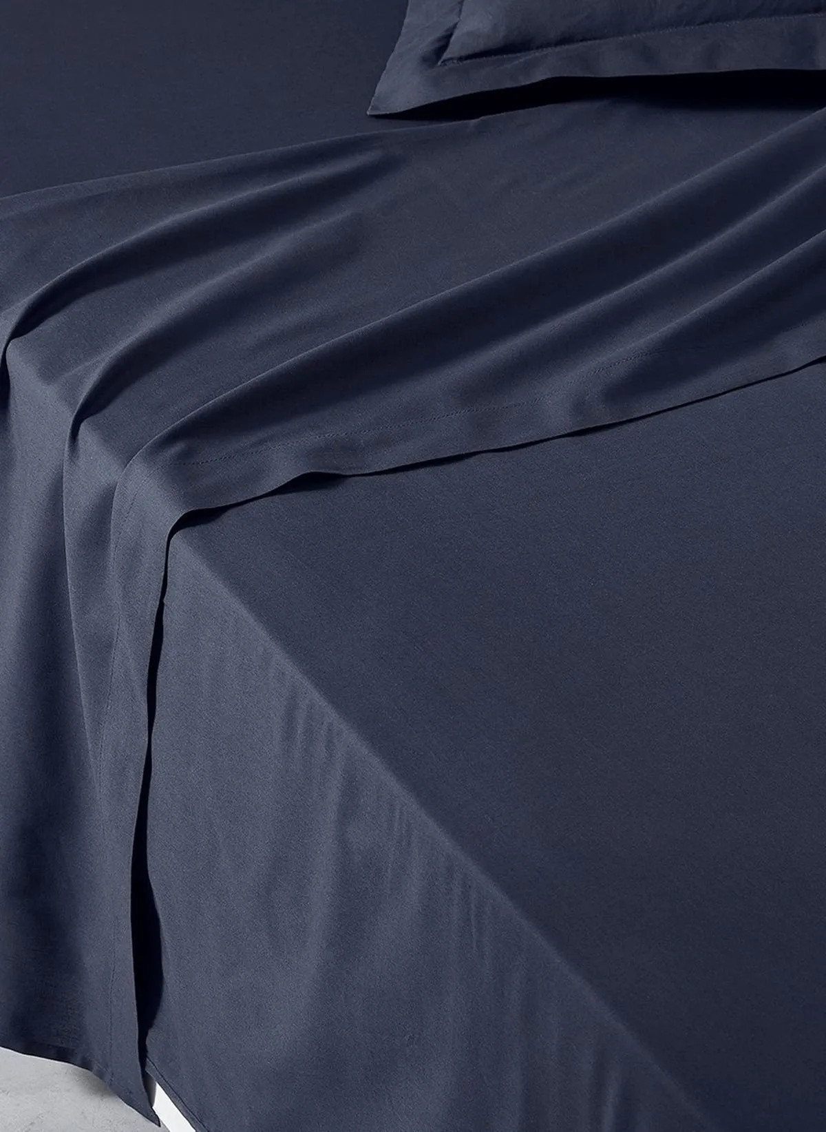 Drap plat pour lit uni en coton Bleu ESSENTIAL