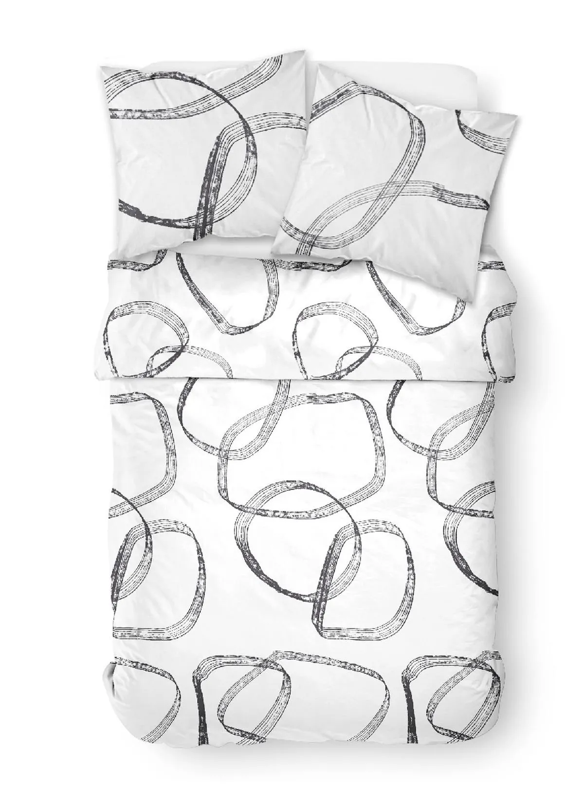 Parure de lit imprimé en coton Blanc SUNSHINE DOMI