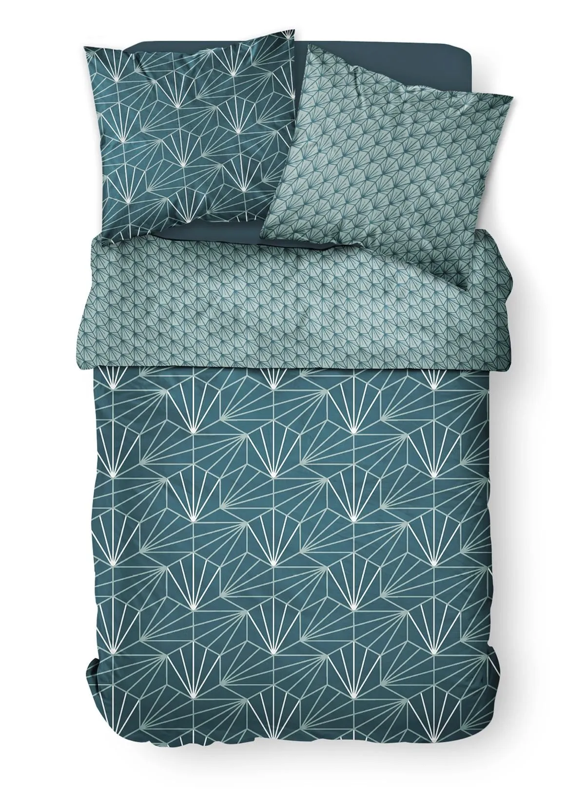 Parure de lit imprimé en coton Bleu SUNSHINE NICKY