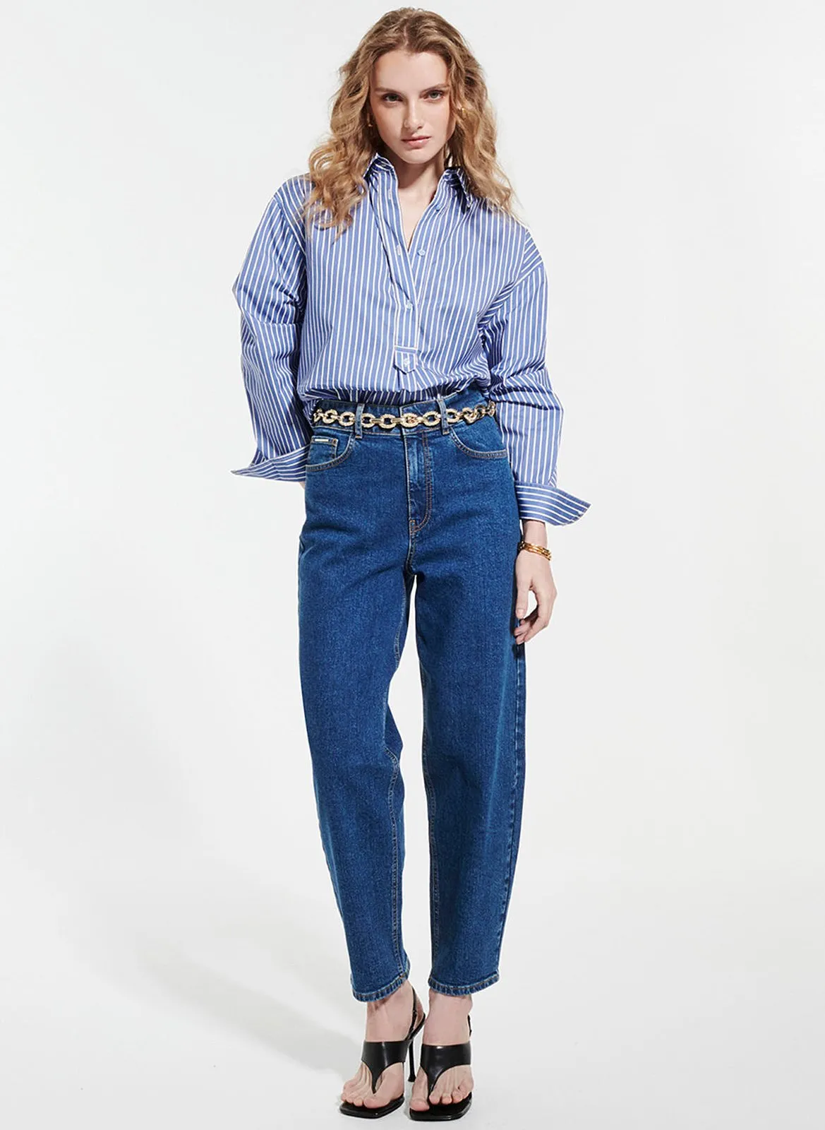 Blouse ample col classique en coton Blanc CASABLANCA