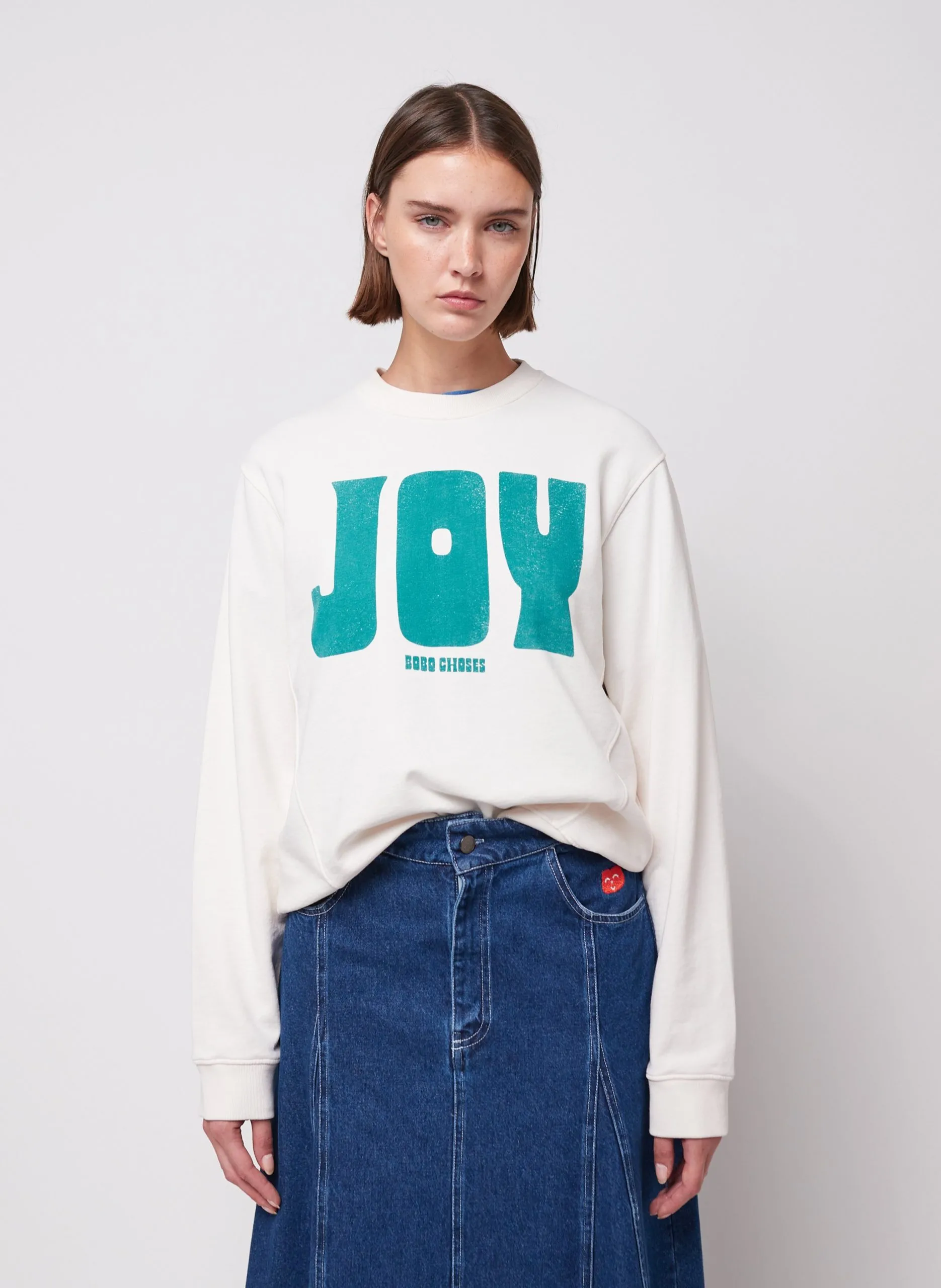 Sweat ample sérigraphié en coton bio Blanc