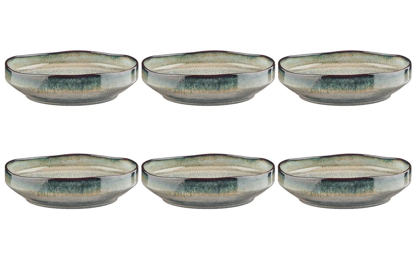 Assiette creuse en grès - 6 pièces Gris