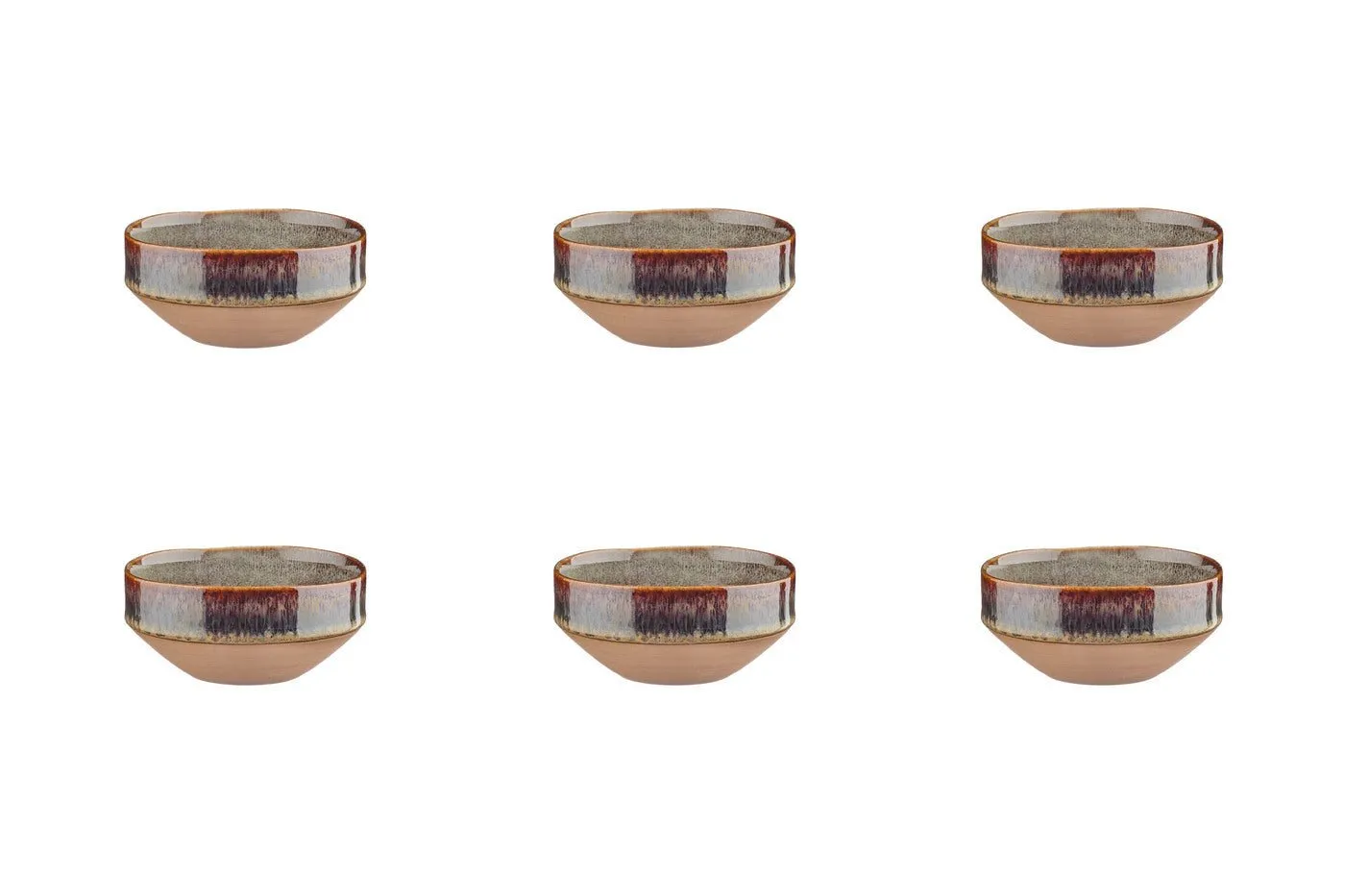 Bol en grès - 6 pièces Marron