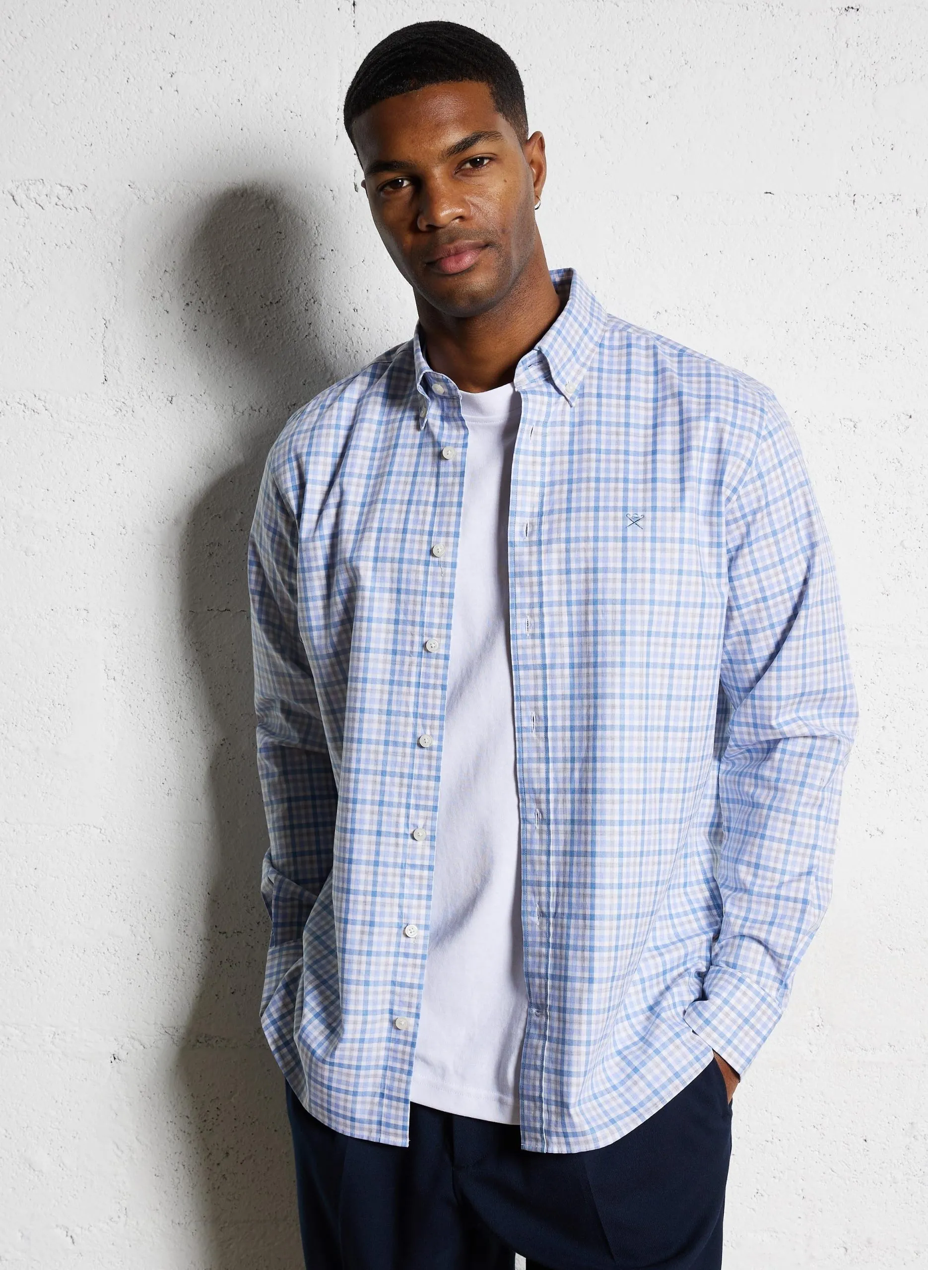 Chemisé à carreaux en coton Bleu