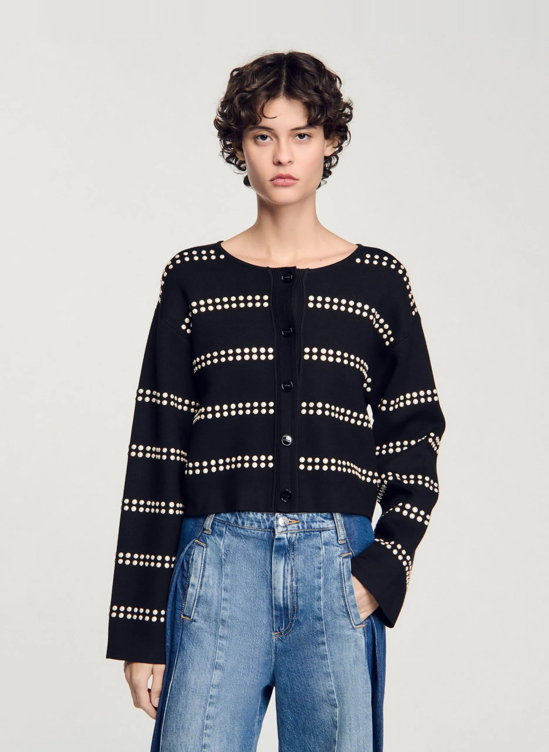 Cardigan à studs Noir