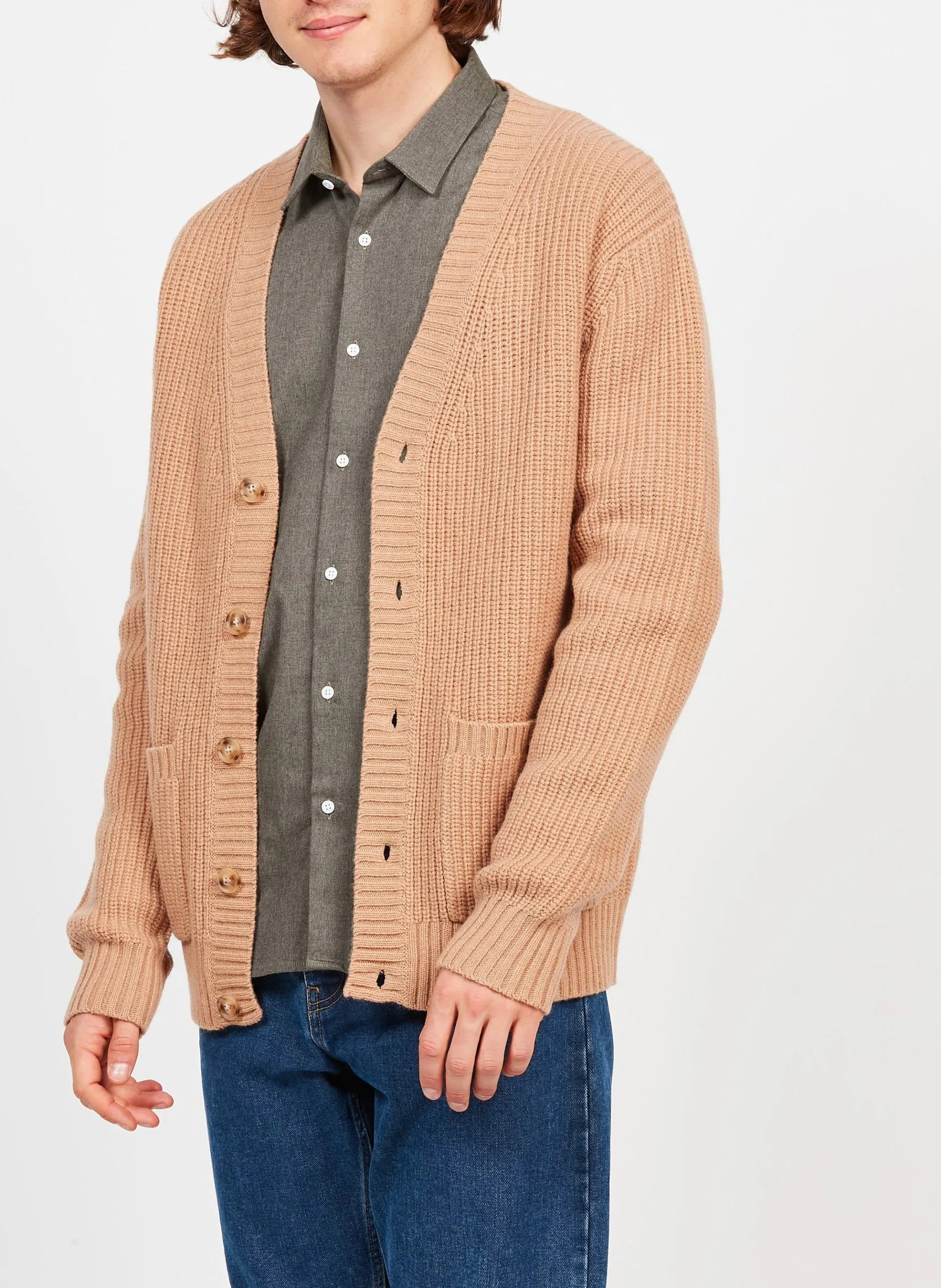 Gilet boutonné en laine Marron