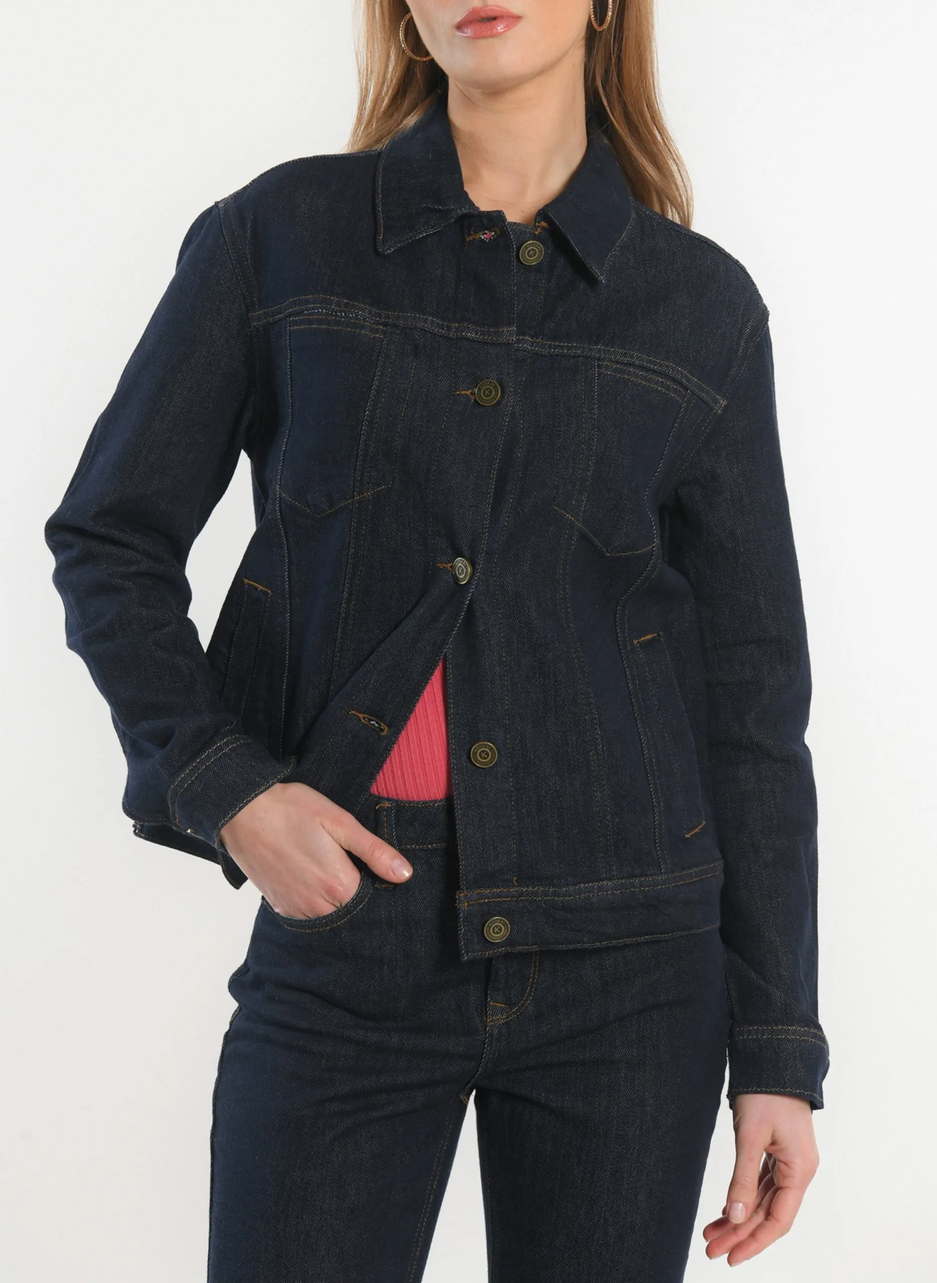Veste en jean col classique Noir STACY