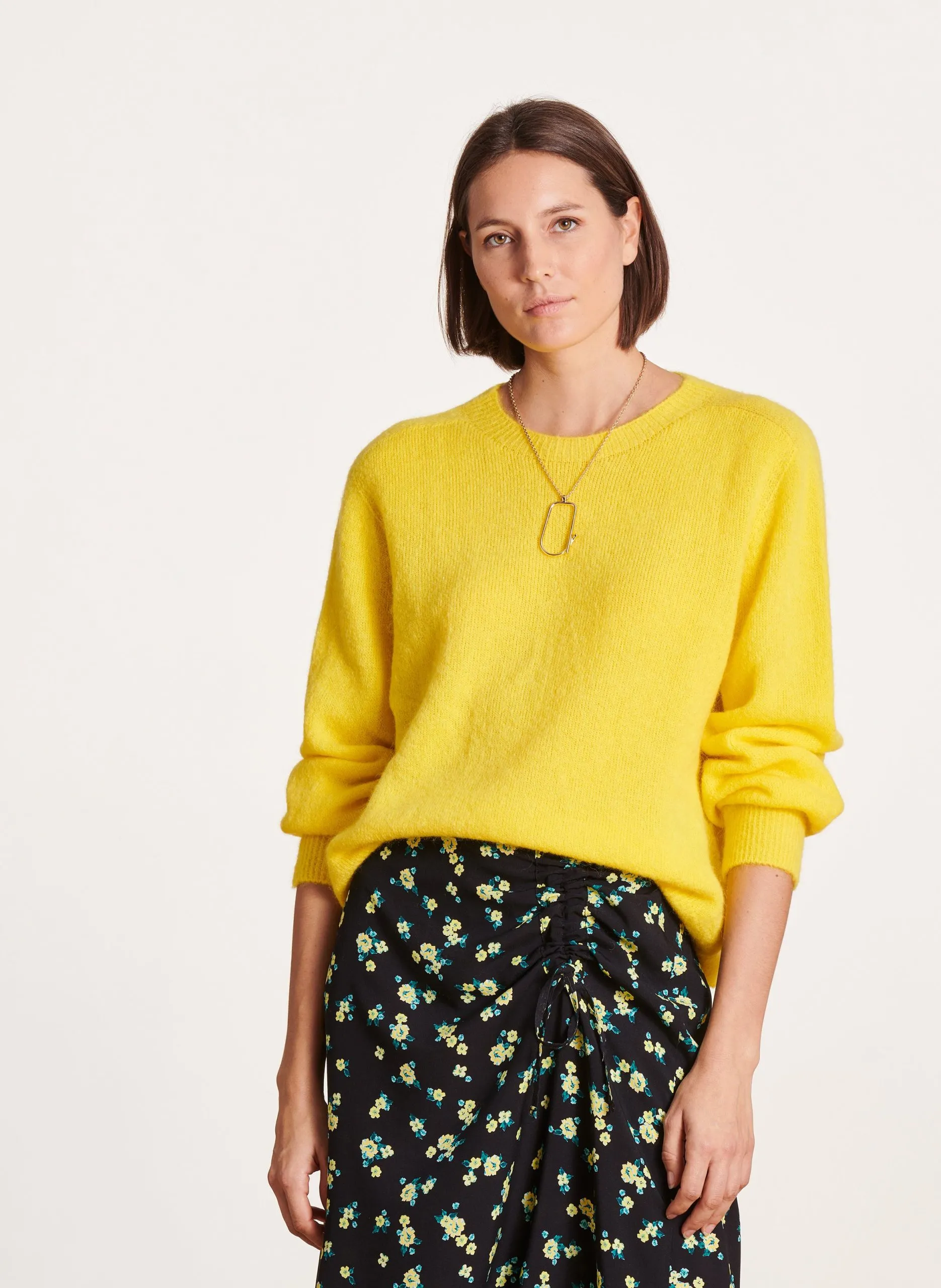 Pull droit en maille Jaune