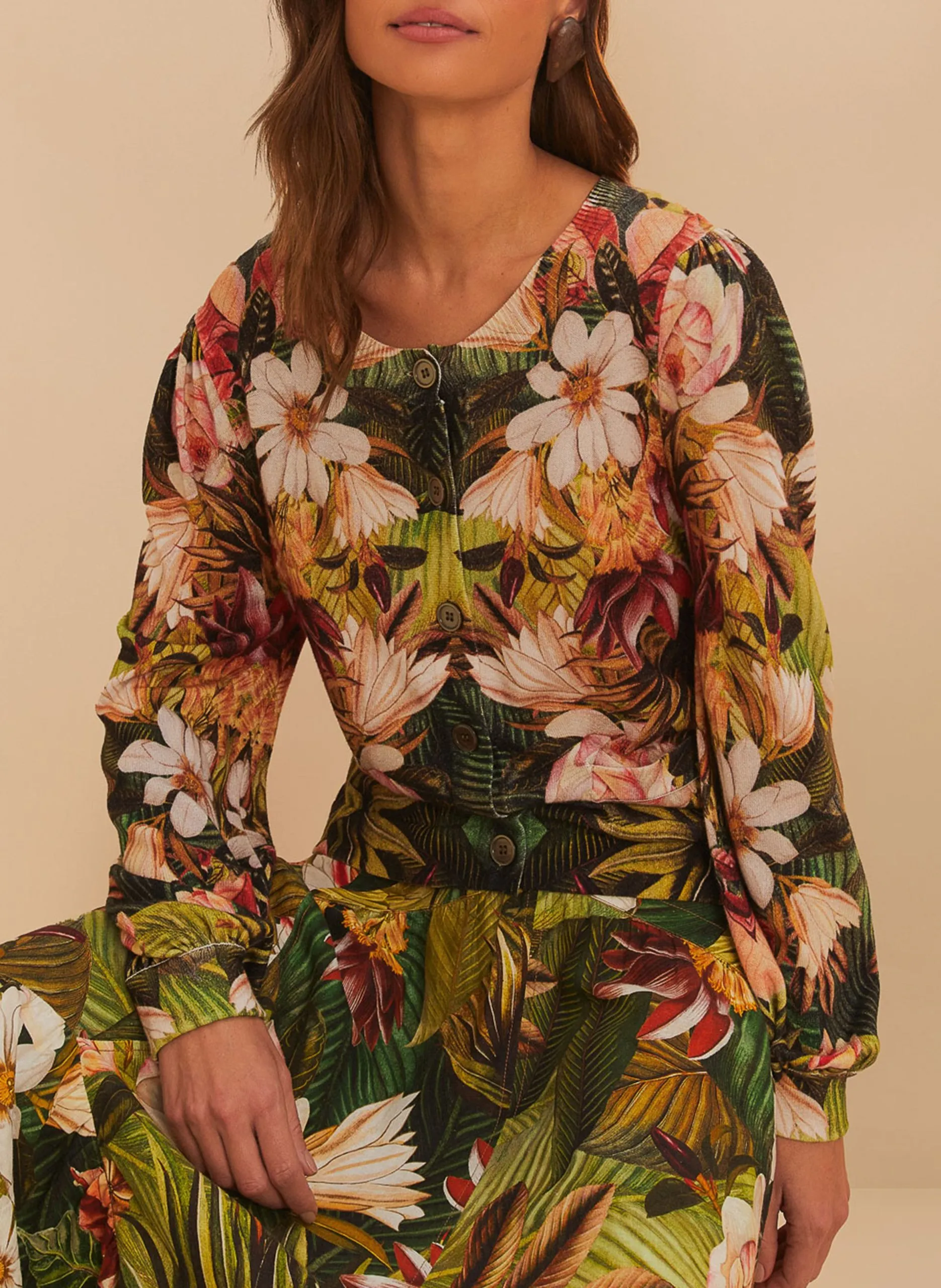 Gilet droit en coton mélangé Multicolore