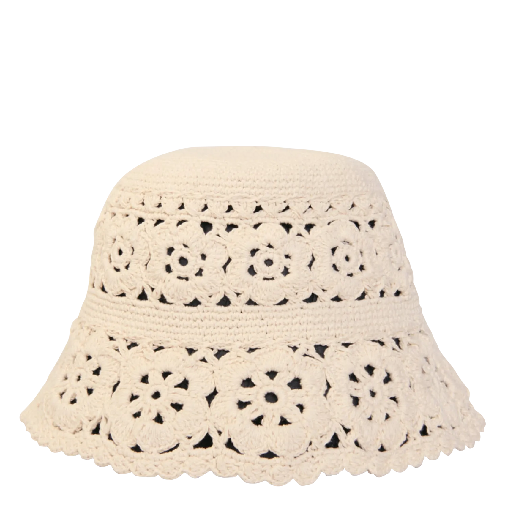 Chapeau ajouré en coton Beige