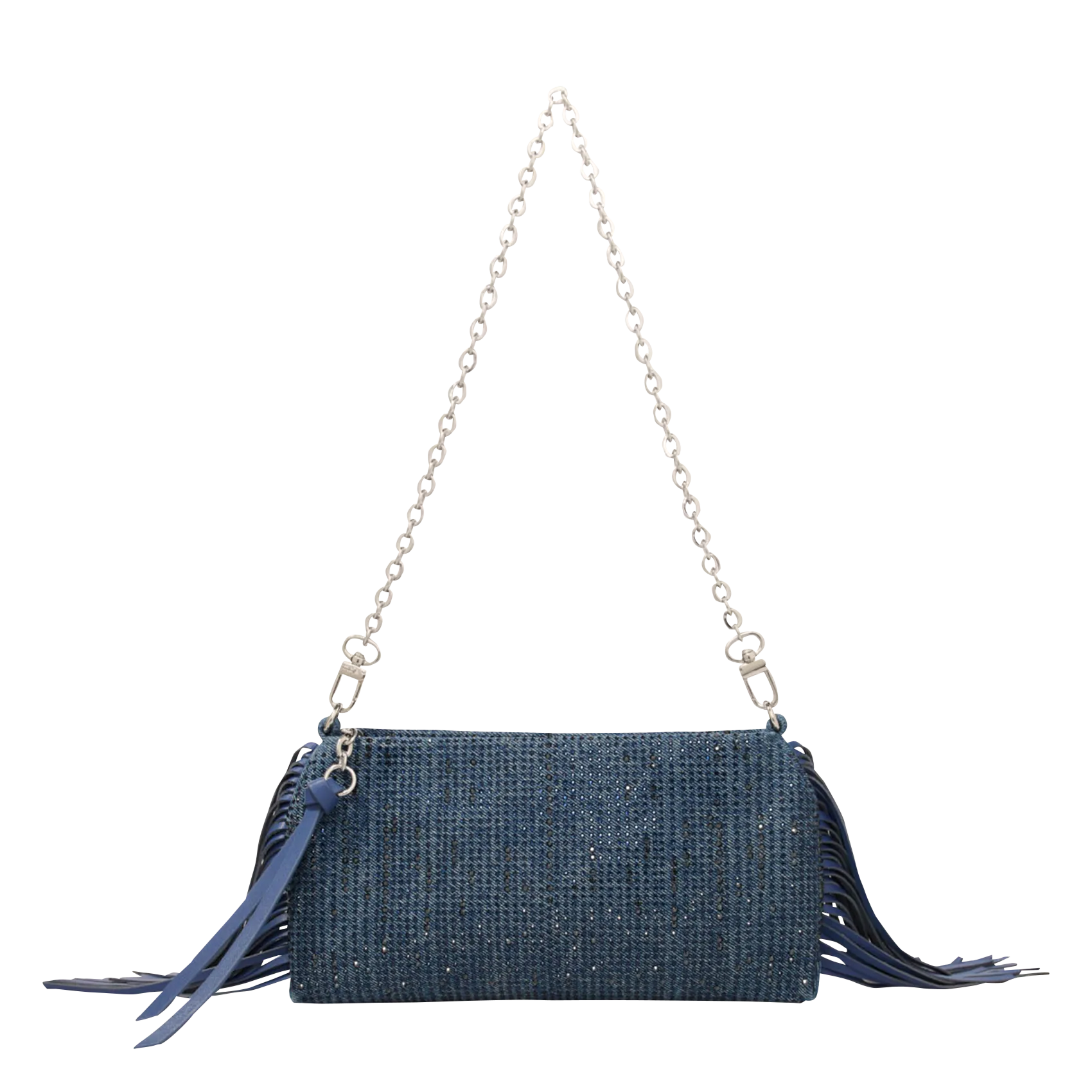 Sac bandoulière à strass en coton Bleu MISS M