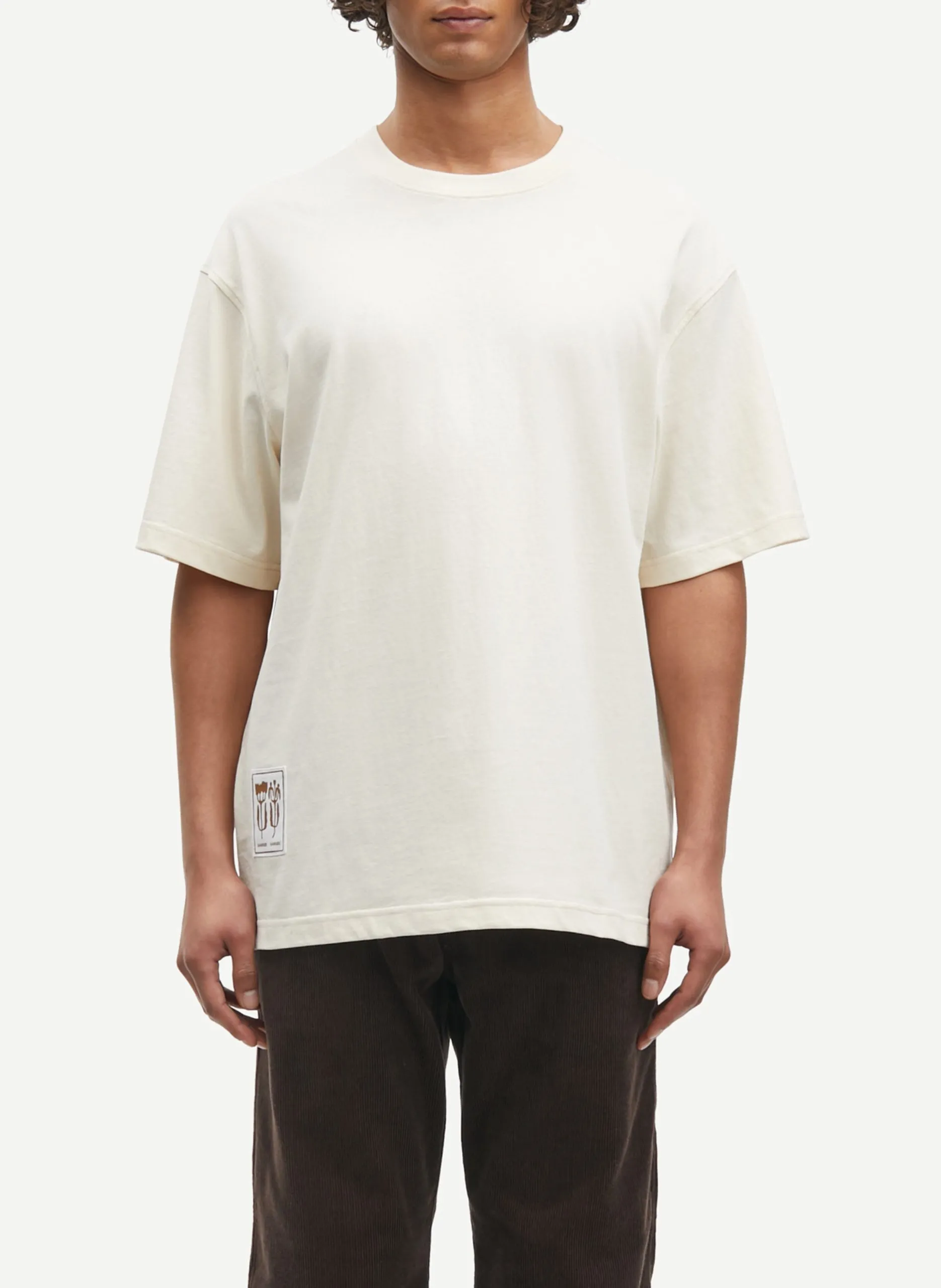 Tee-shirt droit en coton mélangé Beige SAJOURNAL