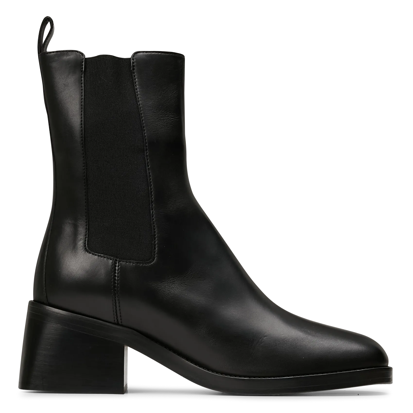 Bottines Chelsea à talon en cuir Noir CORELIA