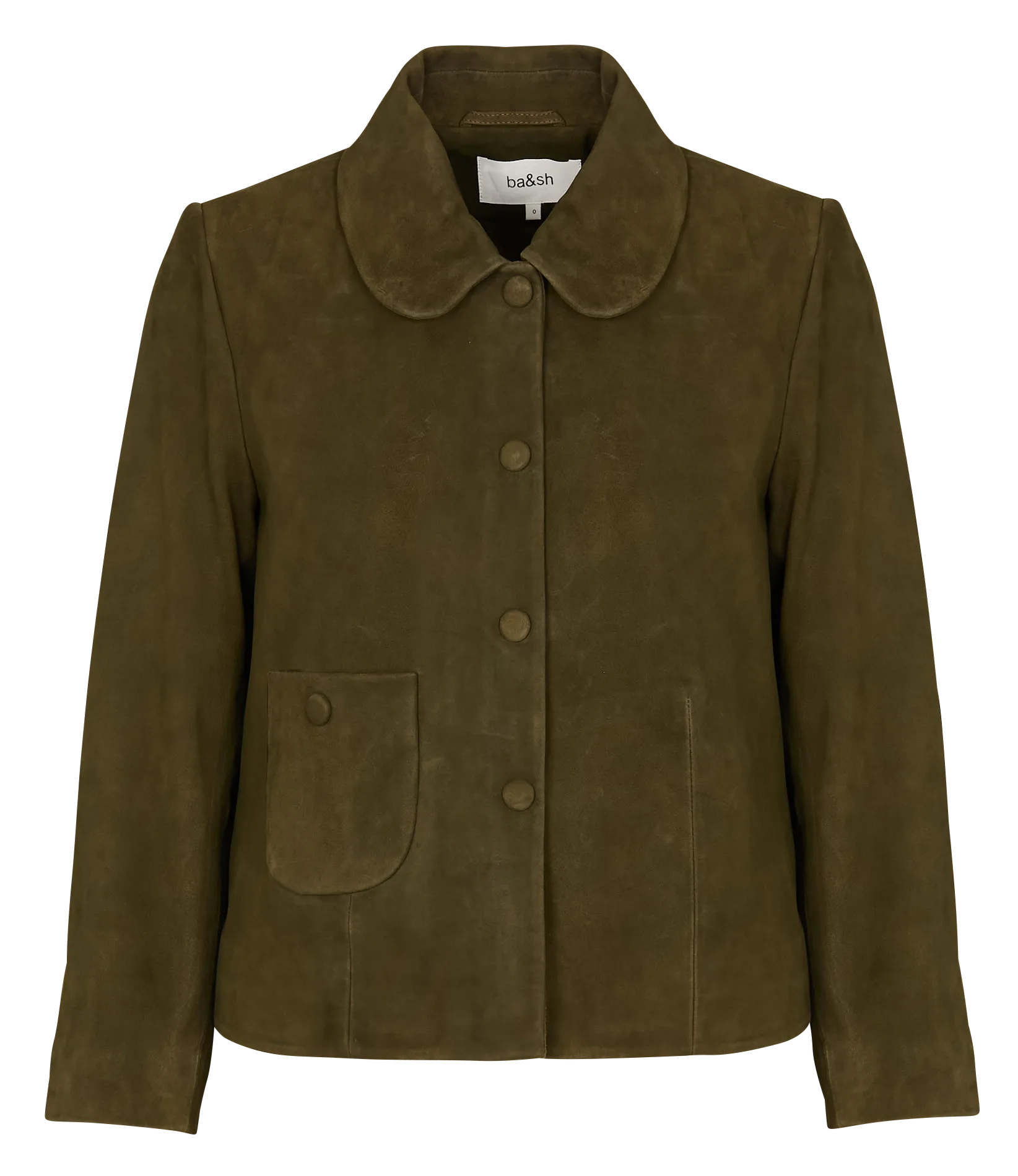 Veste courte en cuir velours Kaki MILAS