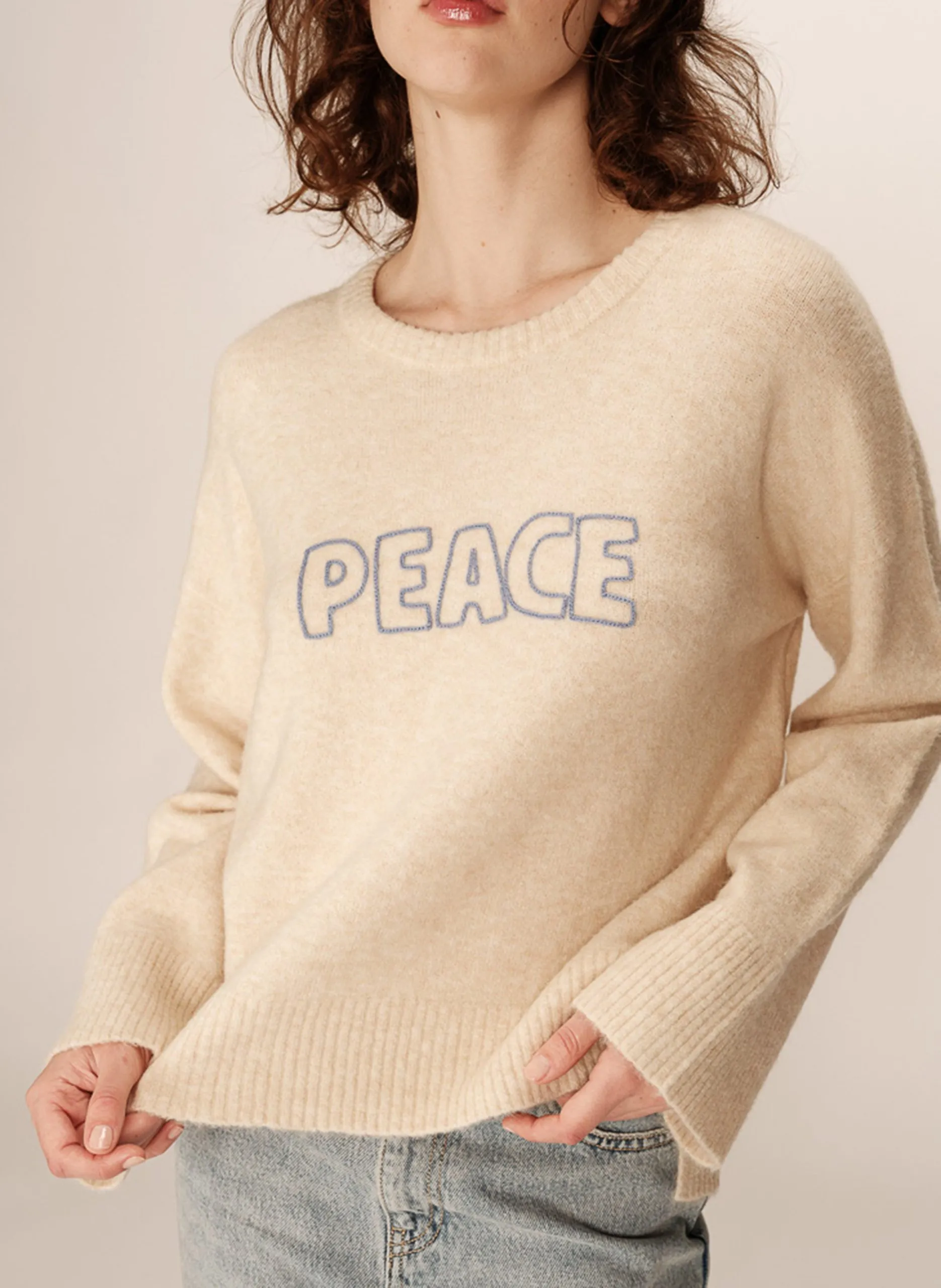 Pull oversize en maille Beige PACIFICO